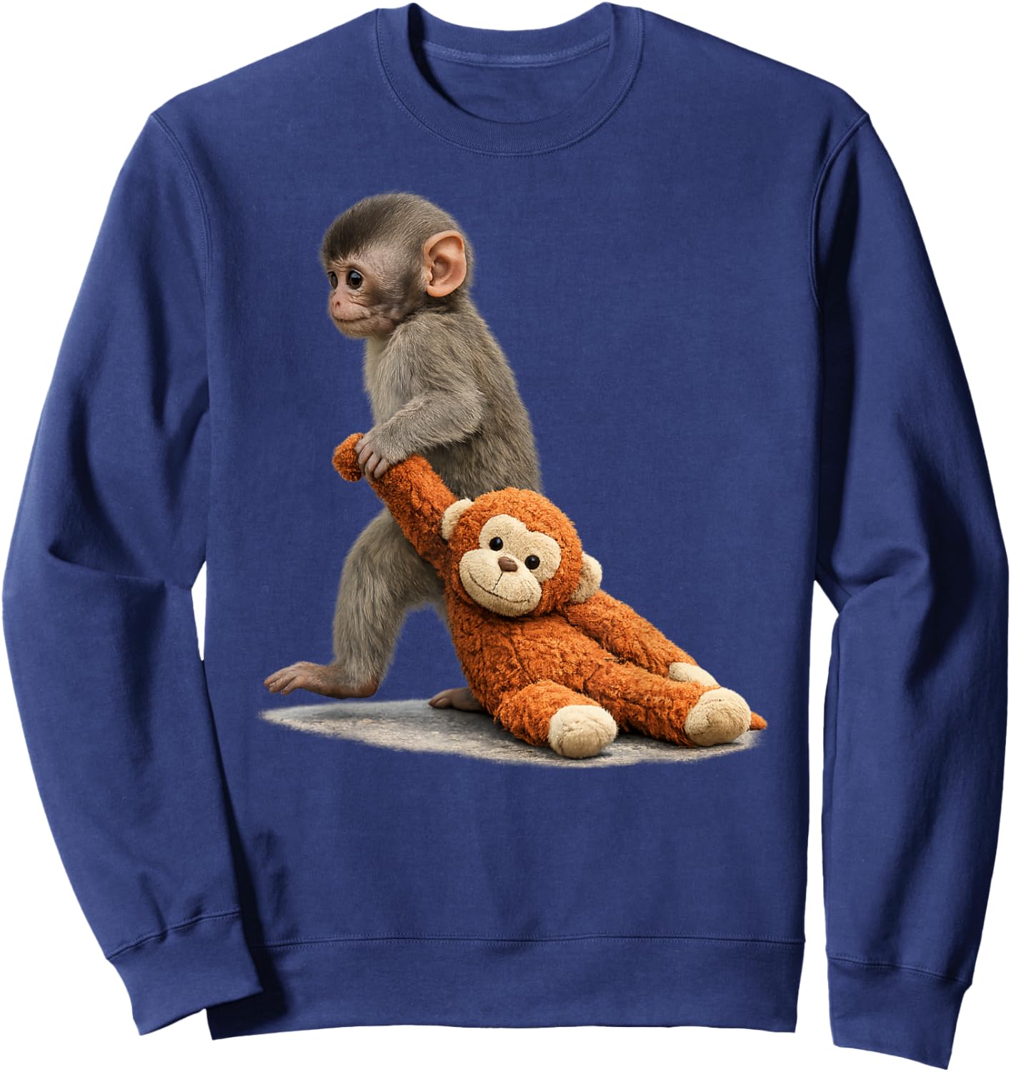 The Monkey Punch with Plush Toy Cute Baby Stuffed Animal Sweatshirt - Sweatshirt | Navy