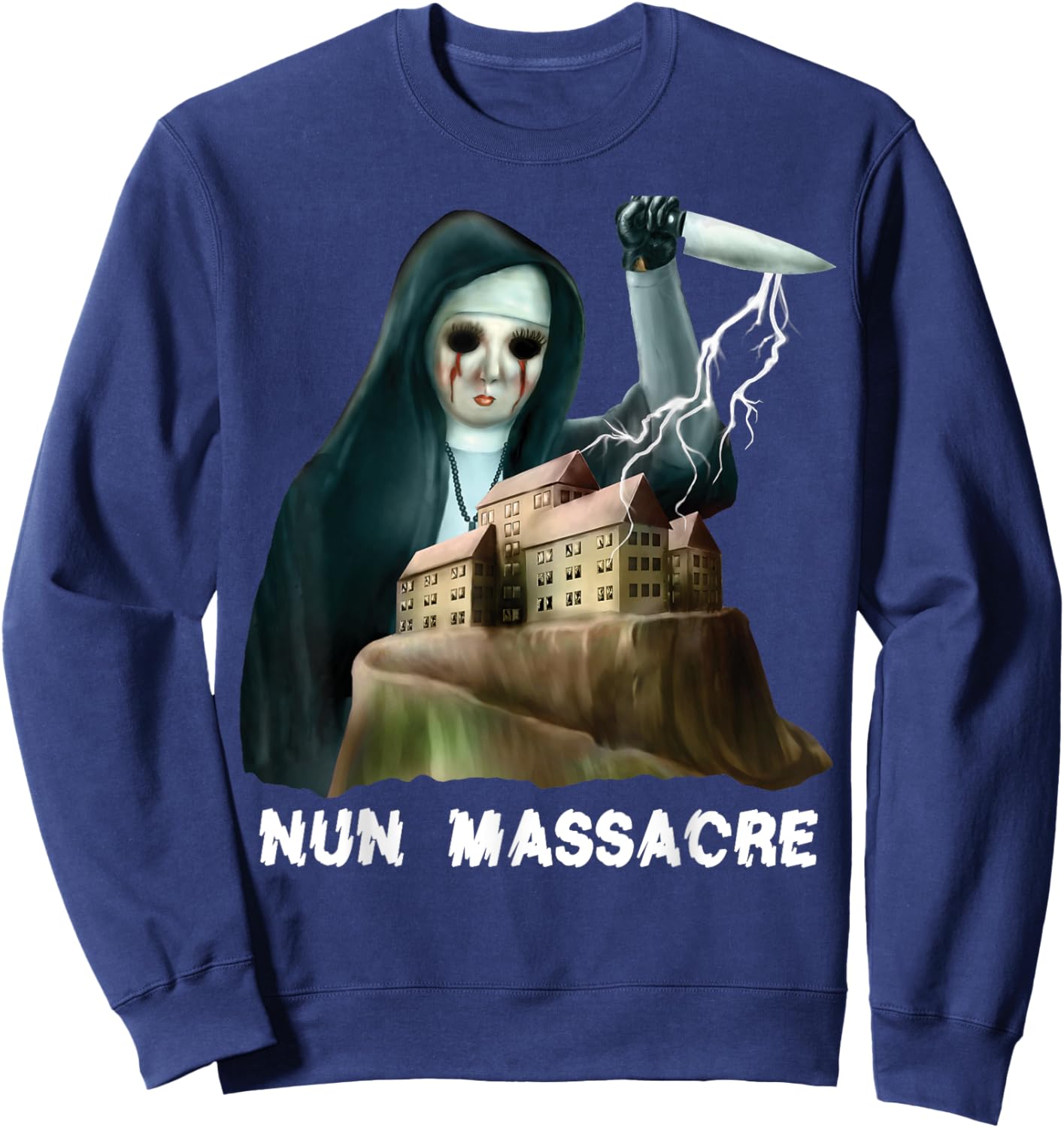 Nun Massacre Survival Horror Game Maniac Sweatshirt - Sweatshirt | Navy