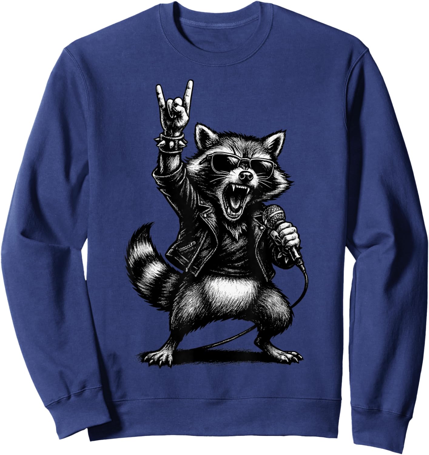 Rock and Roll Raccoon Sweatshirt - Sweatshirt | Navy