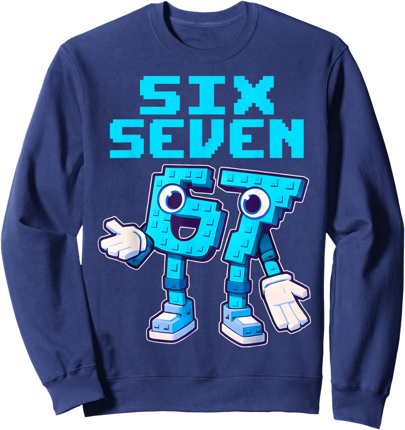 67 Six Seven 6-7 Funny Italian Brain Red Kids Gaming Meme Sweatshirt - Sweatshirt | Navy