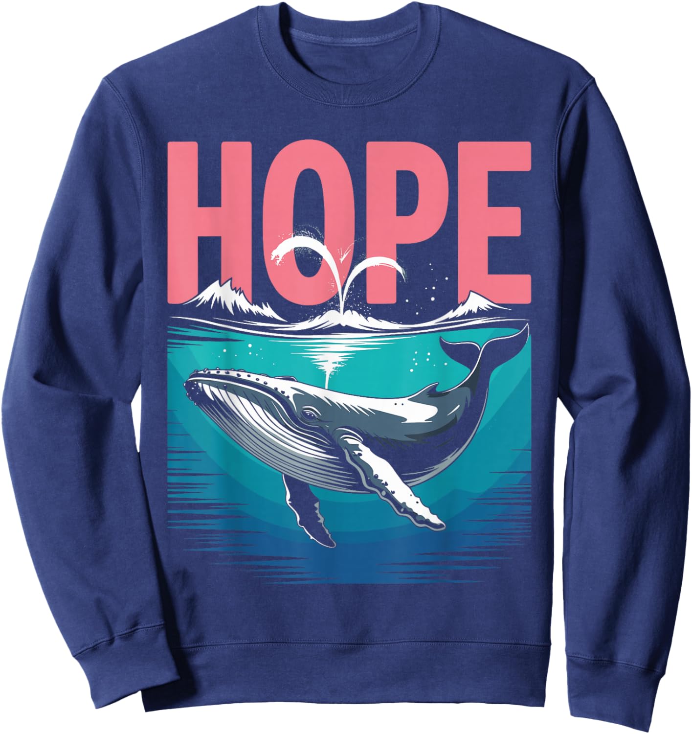Buckelwal Hope Line Art Detailliertes Wal-Design Sweatshirt - Sweatshirt | Navy