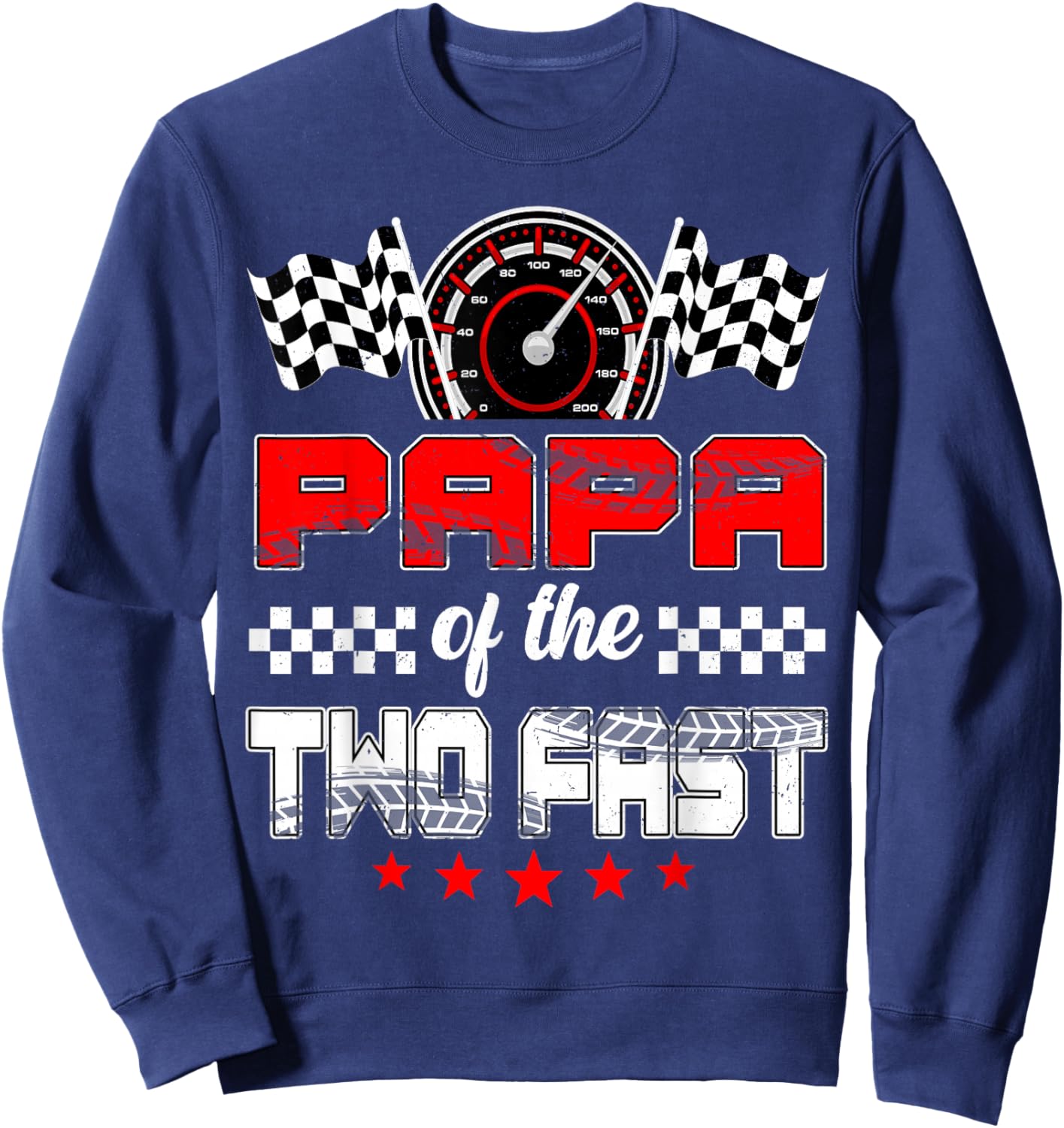 Papa of The Two Fast Second Birthday Racing Car Family Sweatshirt - Sweatshirt | Navy