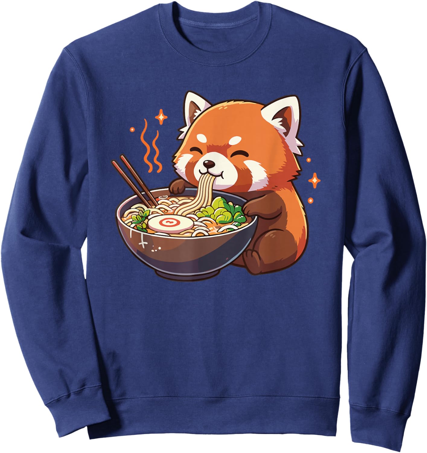 Red Panda with Noodles Ramen Kawaii Panda Red Sweatshirt - Sweatshirt | Navy