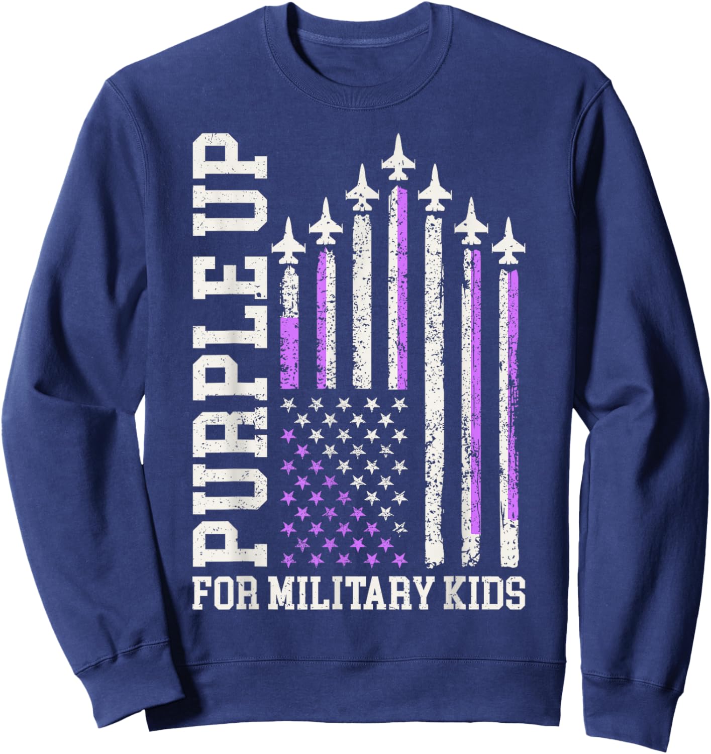Purple Up for Military Kids Shirt Military Child Month Adult Sweatshirt - Sweatshirt | Navy