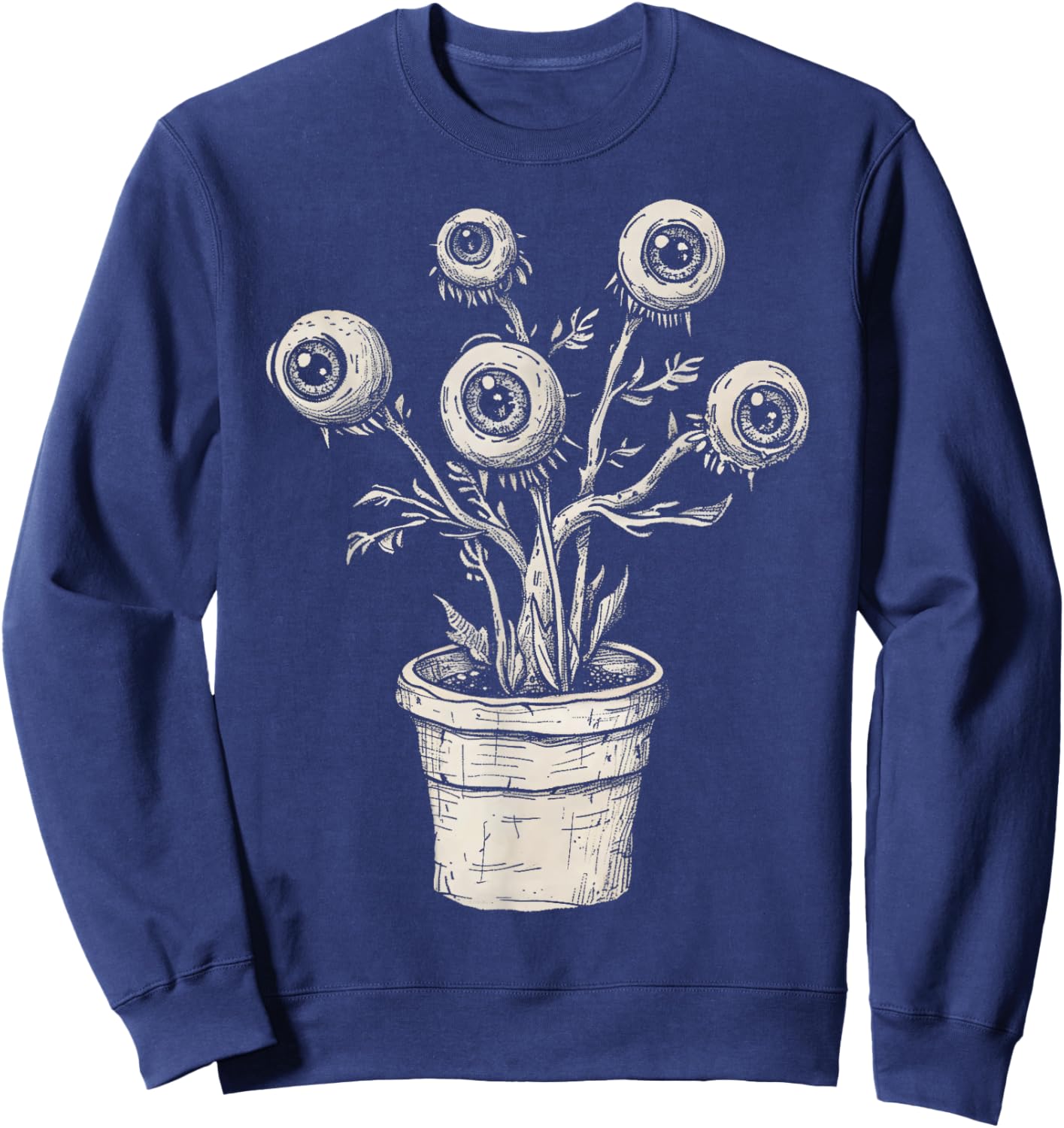 Eyes Eyeballs Plant Weird Goth Grunge Odd Strange Aesthetic Sweatshirt - Sweatshirt | Navy