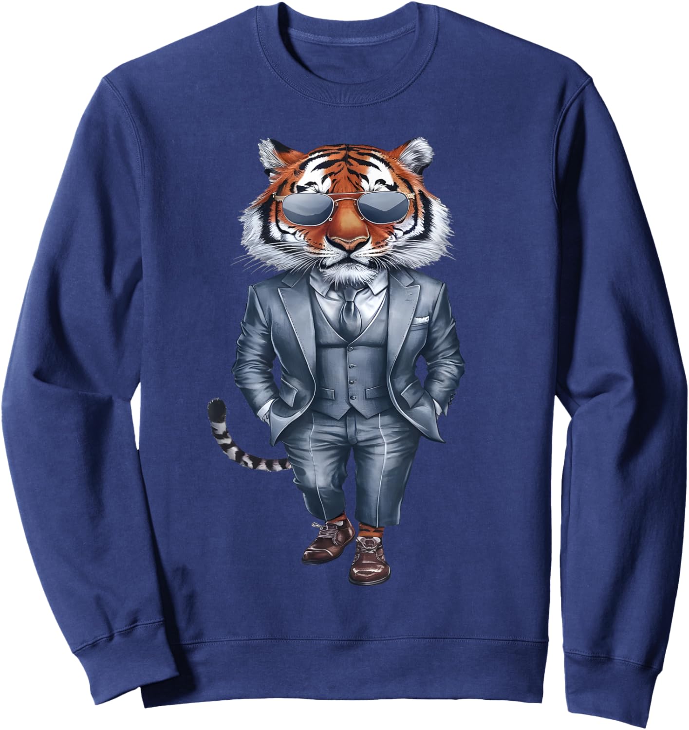 Tiger Men Woman Tiger in Suit Tiger Sweatshirt - Sweatshirt | Navy