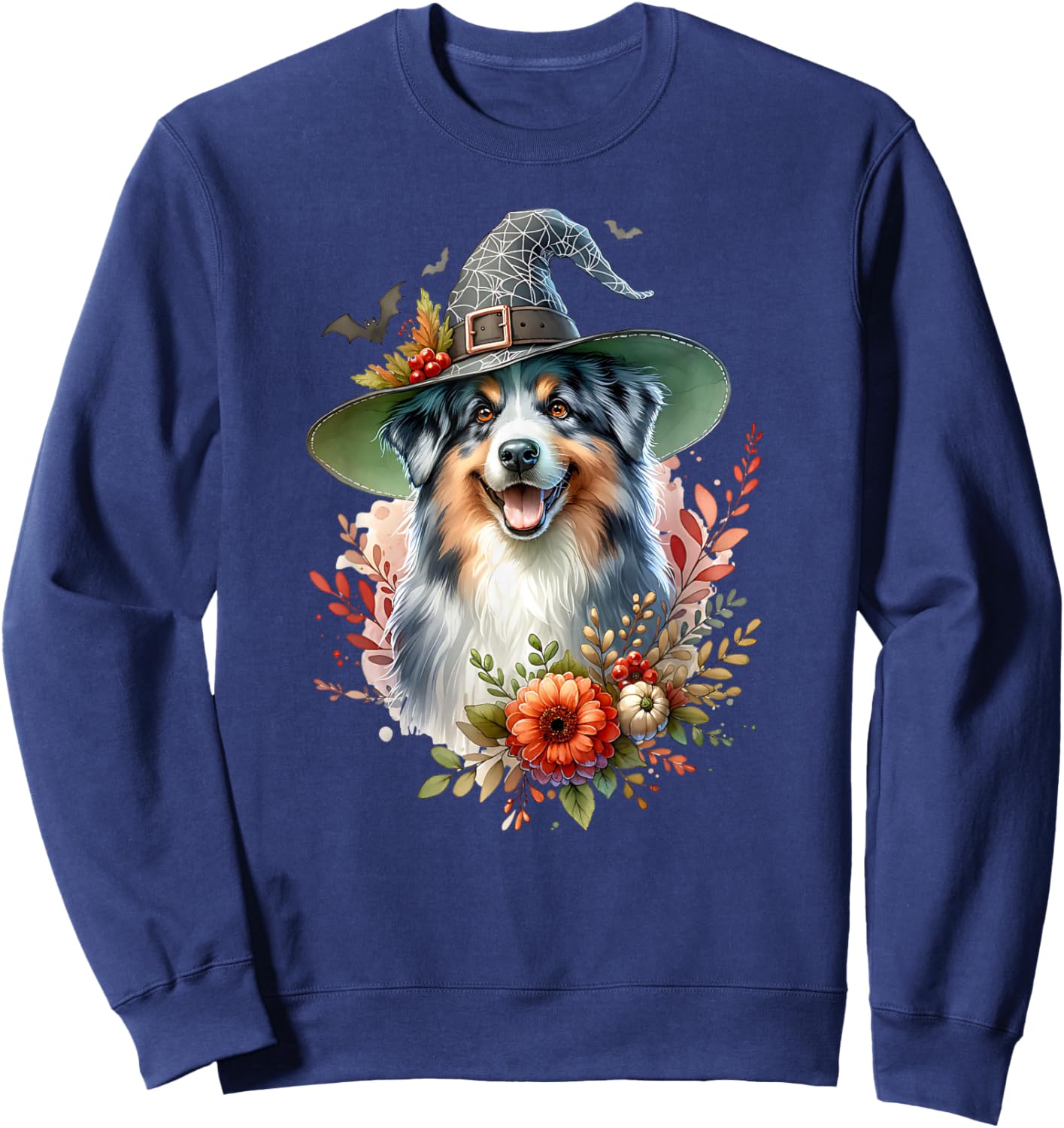 Australian Shepherd Dog Watercolor Artwork Sweatshirt - Sweatshirt | Navy