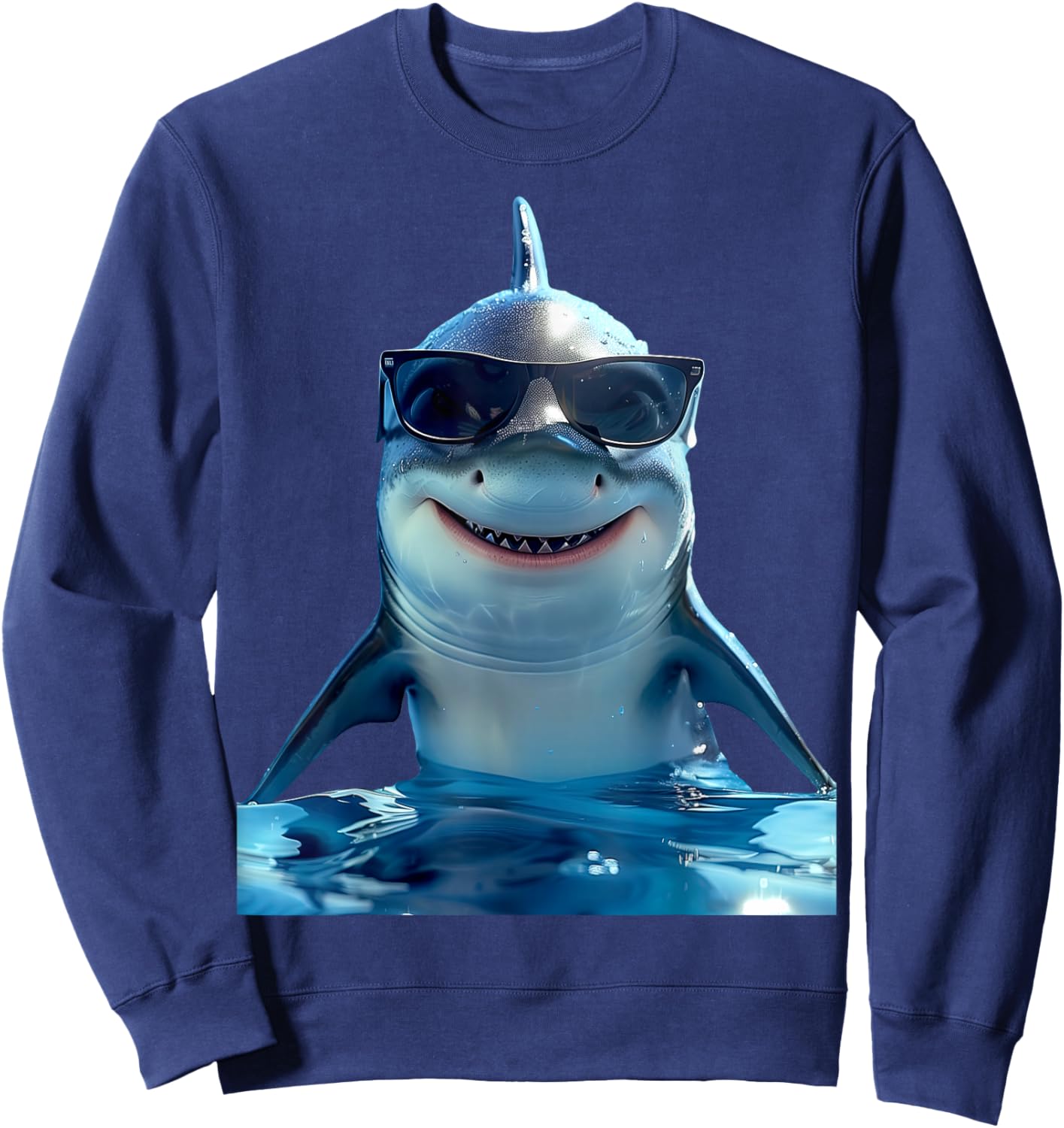Hai mit Sonnenbrille Haifisch Tigerhai Grauhai Weißer Hai Sweatshirt - Sweatshirt | Navy