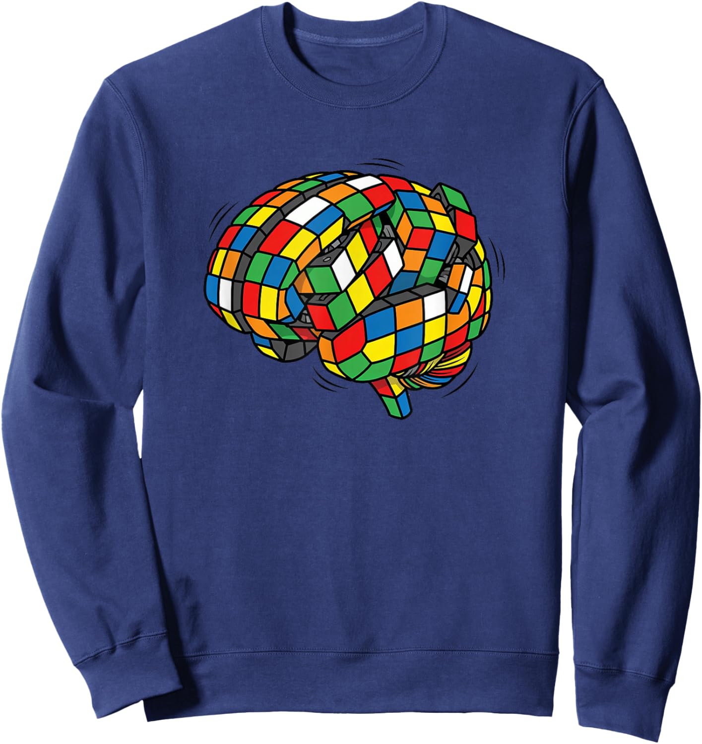 Funny Speed Cuber Cubing on The Brain Cube Speed Cubing Sweatshirt - Sweatshirt | Navy