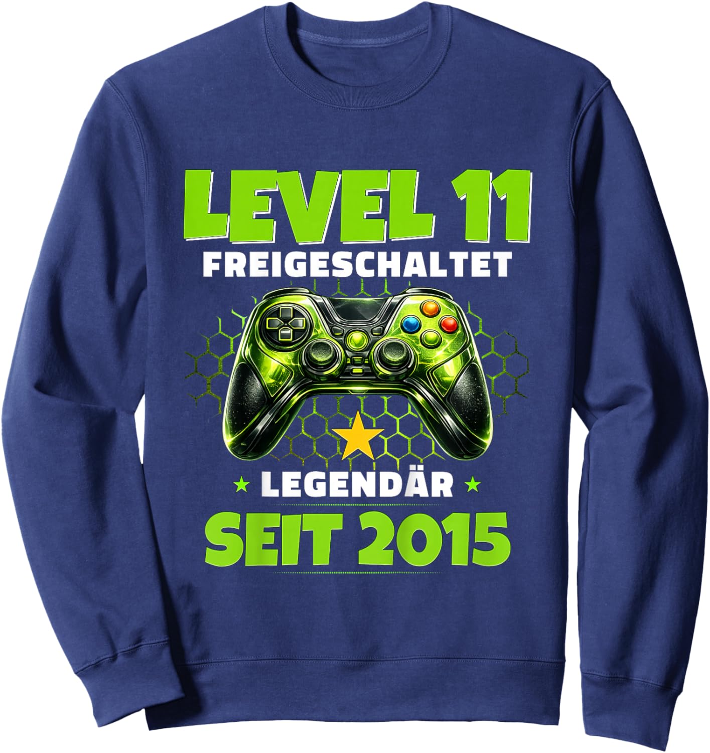 11th Birthday Level 11 Unlocked Vintage 2015 Sweatshirt - Sweatshirt | Navy