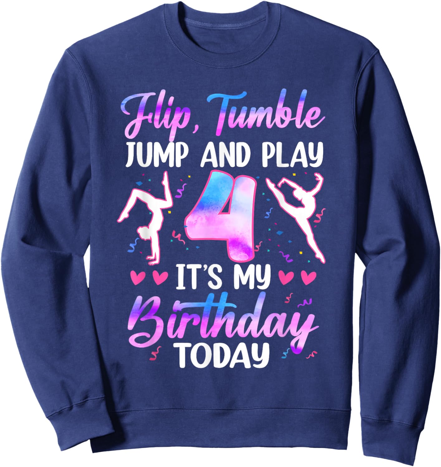 4 Year Old Girl Gymnast 4th Birthday Gymnastics Theme Sweatshirt - Sweatshirt | Navy