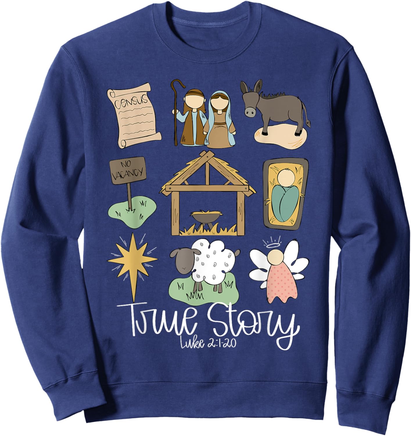 True Story Jesus Christian Merry Christmas Pajamas Holiday Sweatshirt - Sweatshirt | Navy