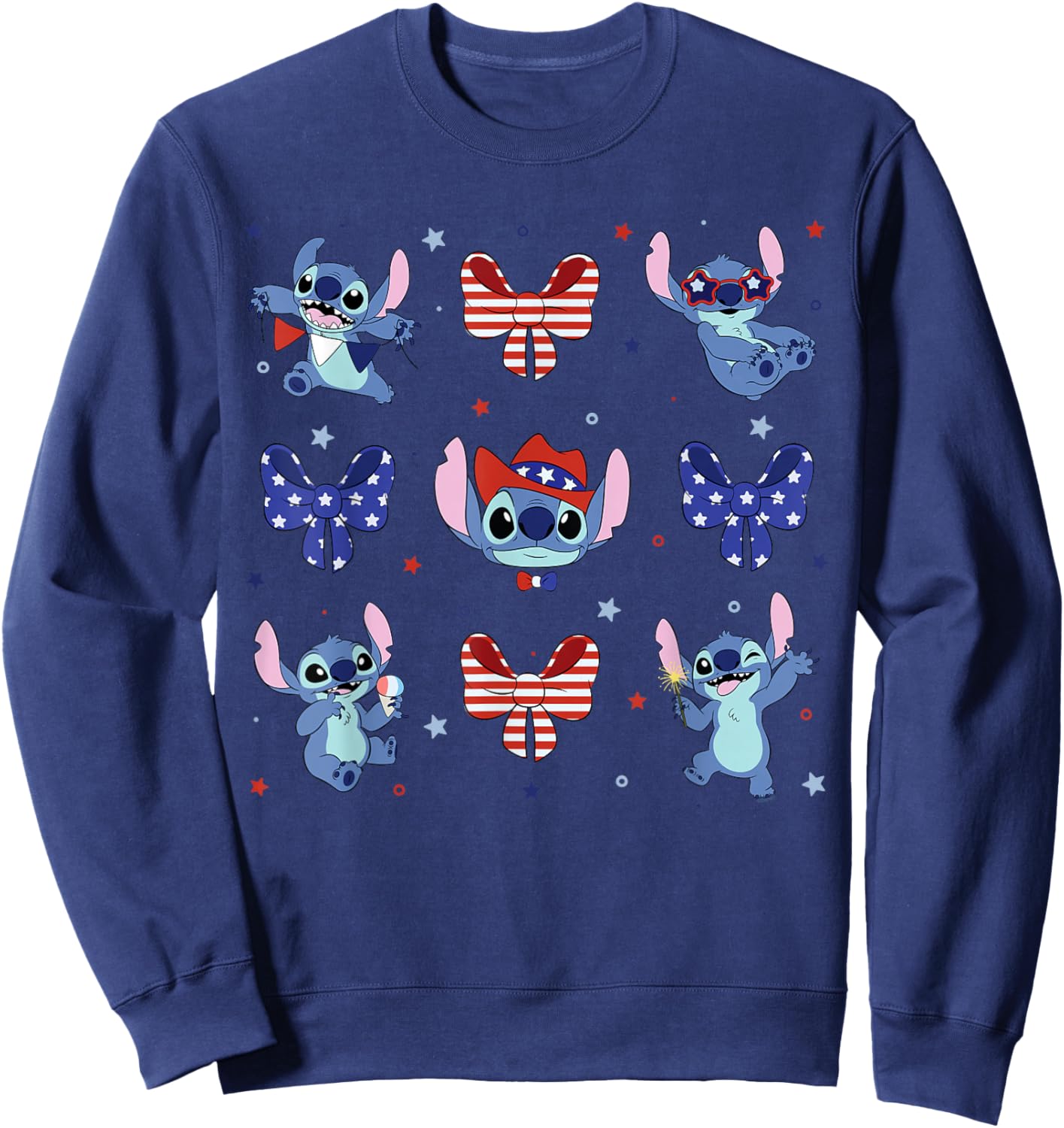 Disney Stitch Americana 4th of July Coquette Bows USA 250th Sweatshirt - Sweatshirt | Navy