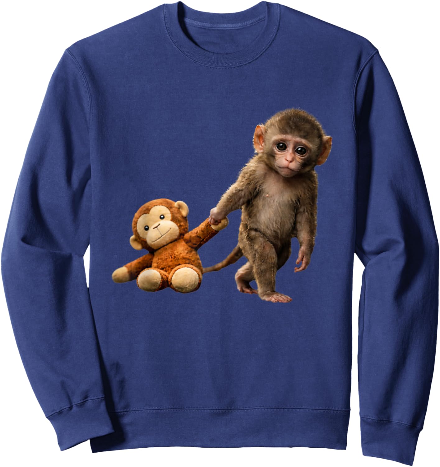 Baby Monkey Punch Plush Cute Monkey Japan Zoo Punch Monkey Sweatshirt - Sweatshirt | Navy