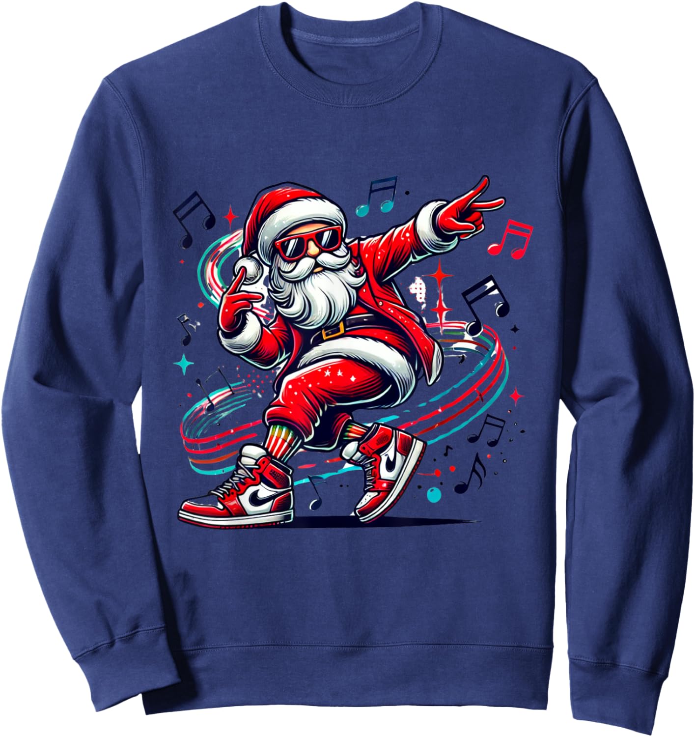 Christmas Santa Hip Hop Dance Funny Xmas Sweatshirt - Sweatshirt | Navy