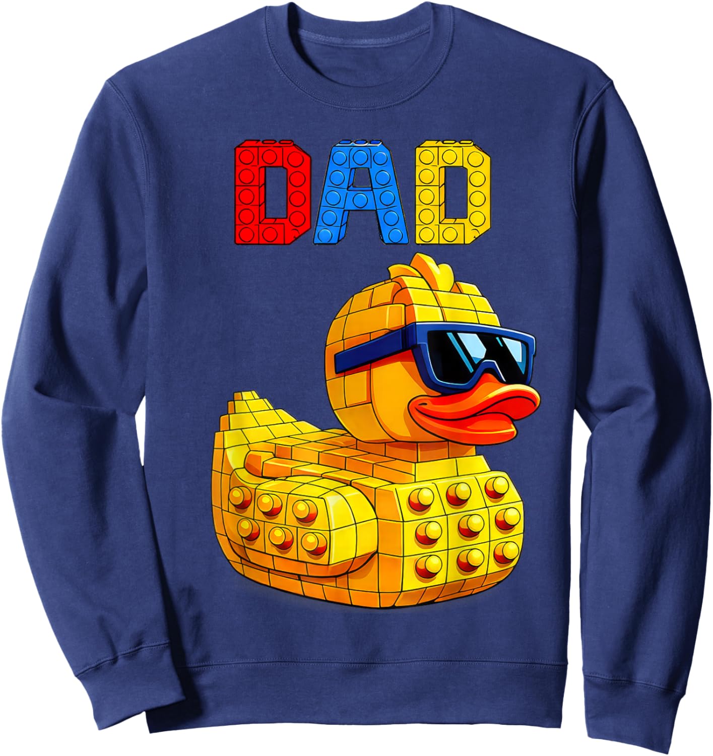 Duck Dad Master Builder Building Bricks Blocks Fathers Day Sweatshirt - Sweatshirt | Navy