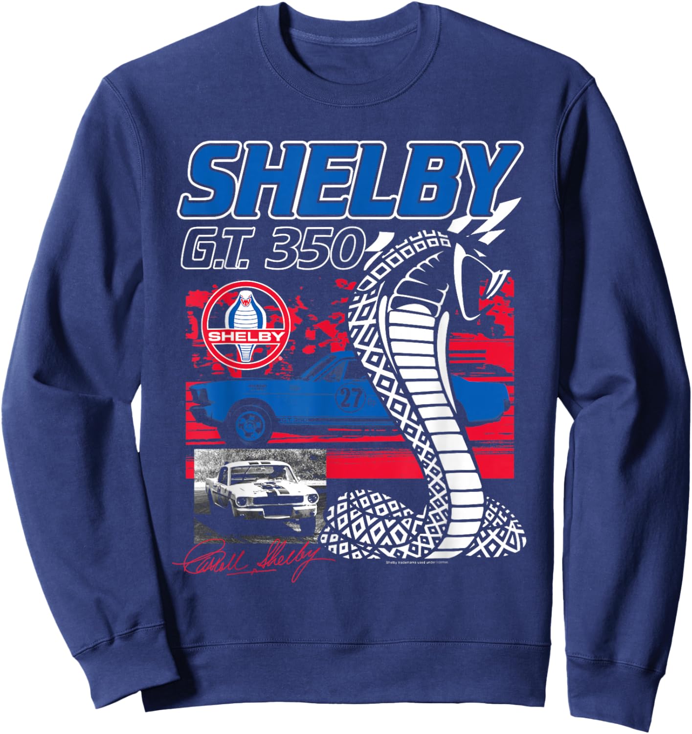 Shelby GT 350 Race Car Collage Vintage Sports Car Sweatshirt - Sweatshirt | Navy