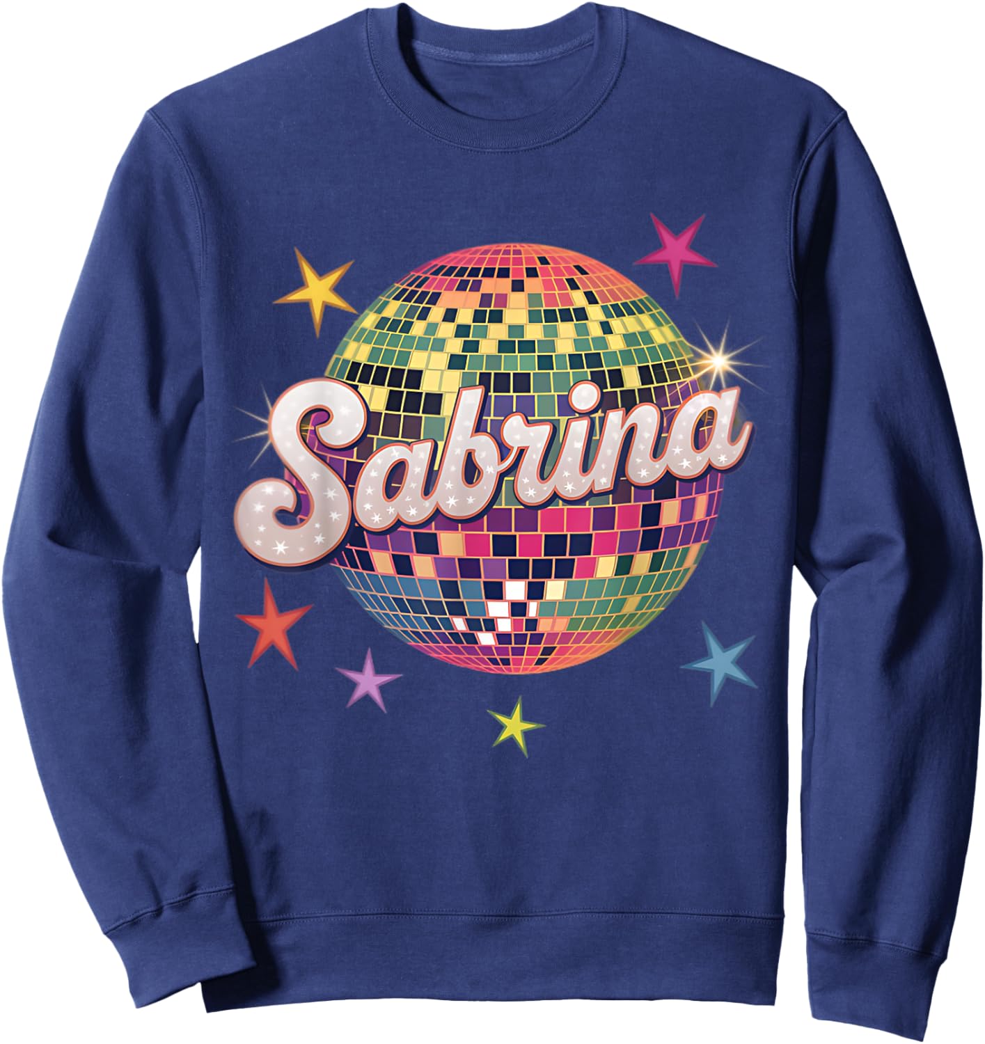 Girl Retro Sabrina First Name Personalized Heart Sweatshirt - Sweatshirt | Navy