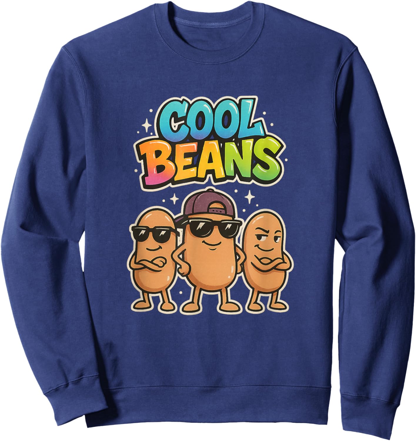 Cool Beans Funny Retro Cartoon Colorful Graphic Design Sweatshirt - Sweatshirt | Navy