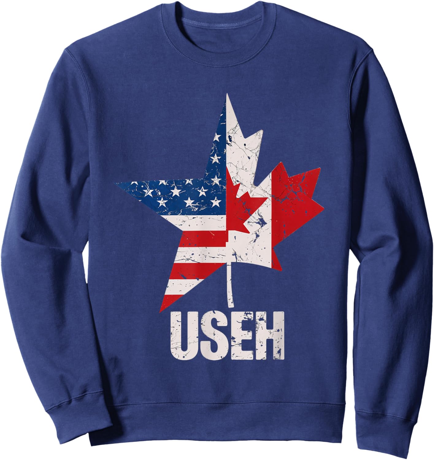 USEH Canada USA Flag Maple Leaf American Canadian Sweatshirt - Sweatshirt | Navy
