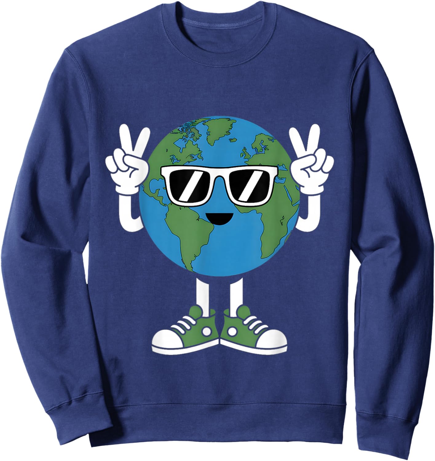 Funny Earth Day Planet Peace Hand Boys Girls Kids Toddlers Sweatshirt - Sweatshirt | Navy