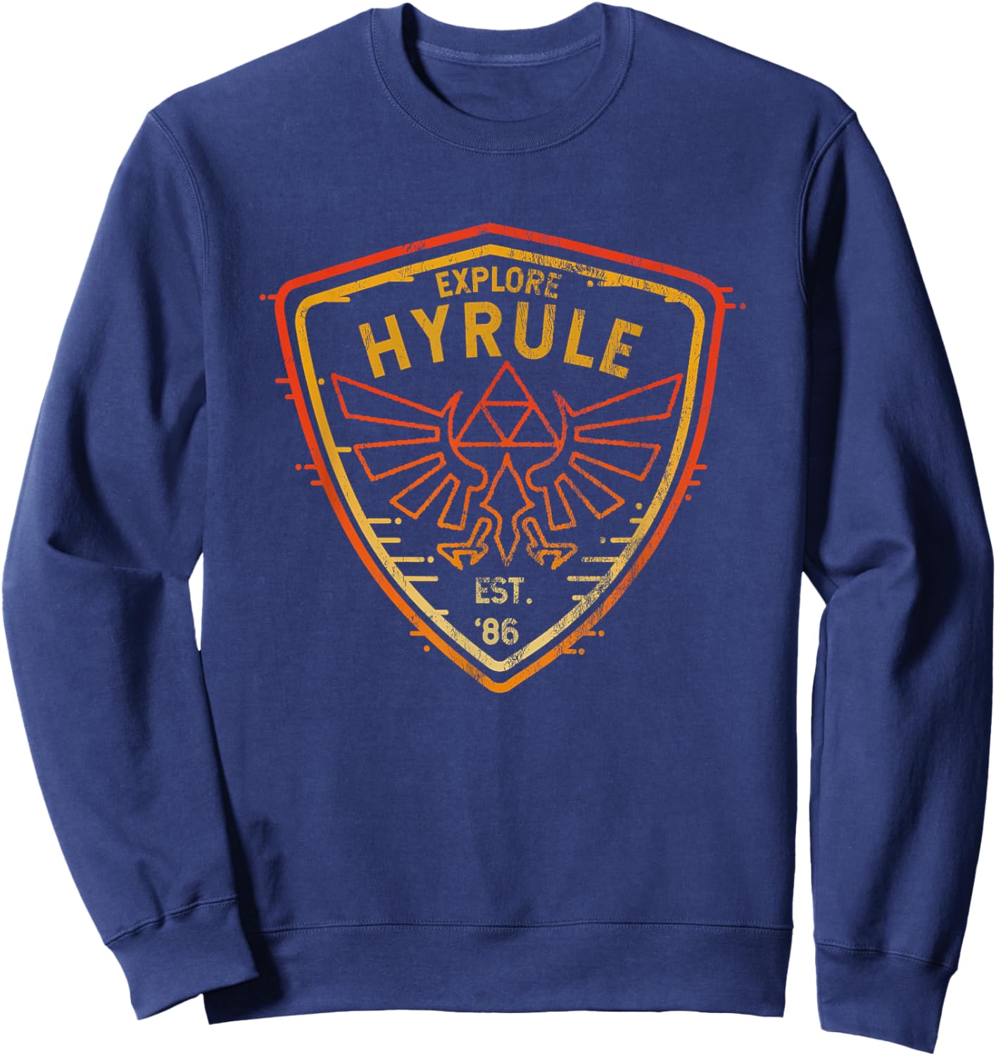 The Legend of Zelda Explore Hyrule Est. '86 Shield Logo Sweatshirt - Sweatshirt | Navy