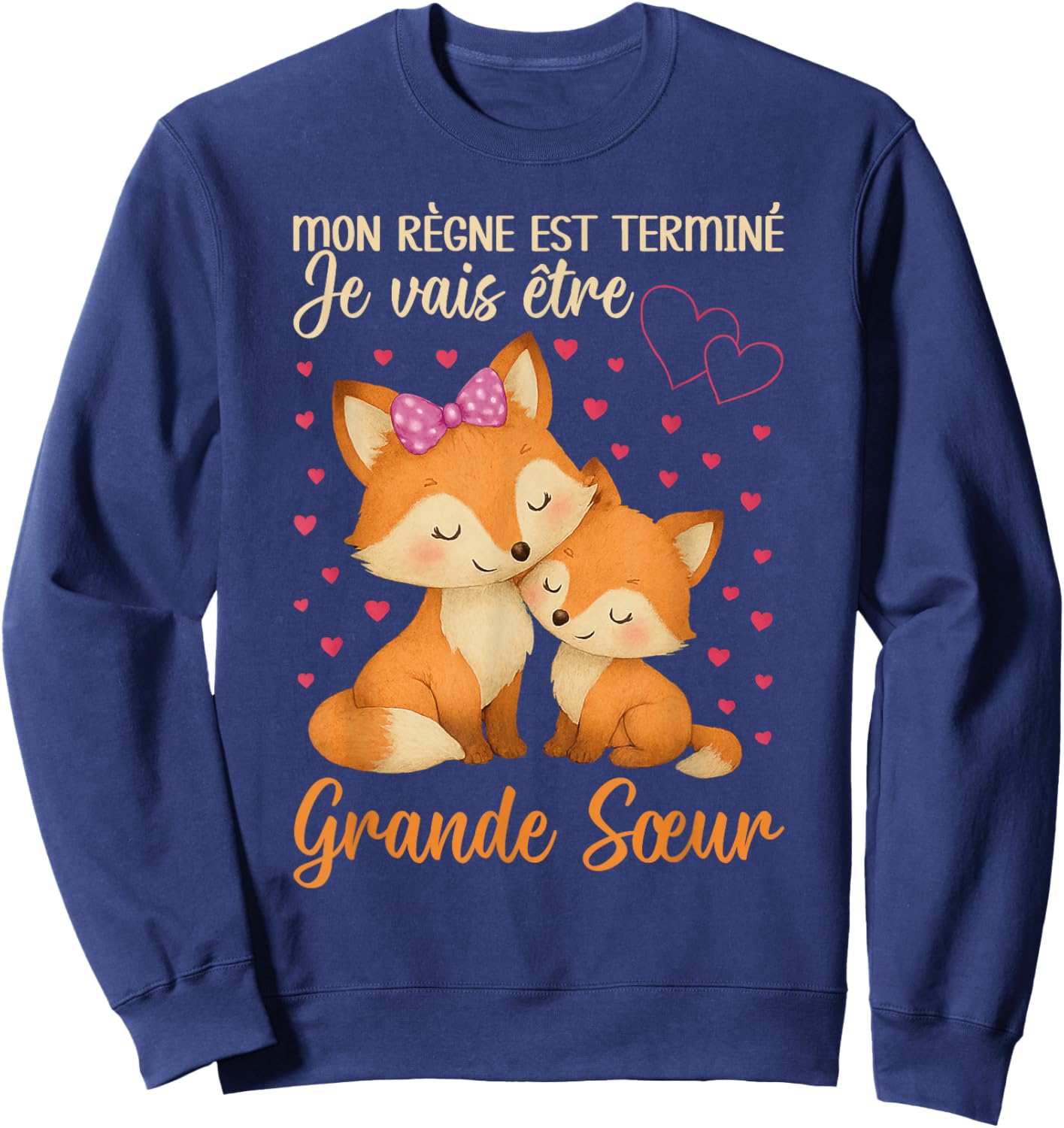Big Sister Fox I'm Going To Be Senior Sister Announcement Baby Sweatshirt - Sweatshirt | Navy