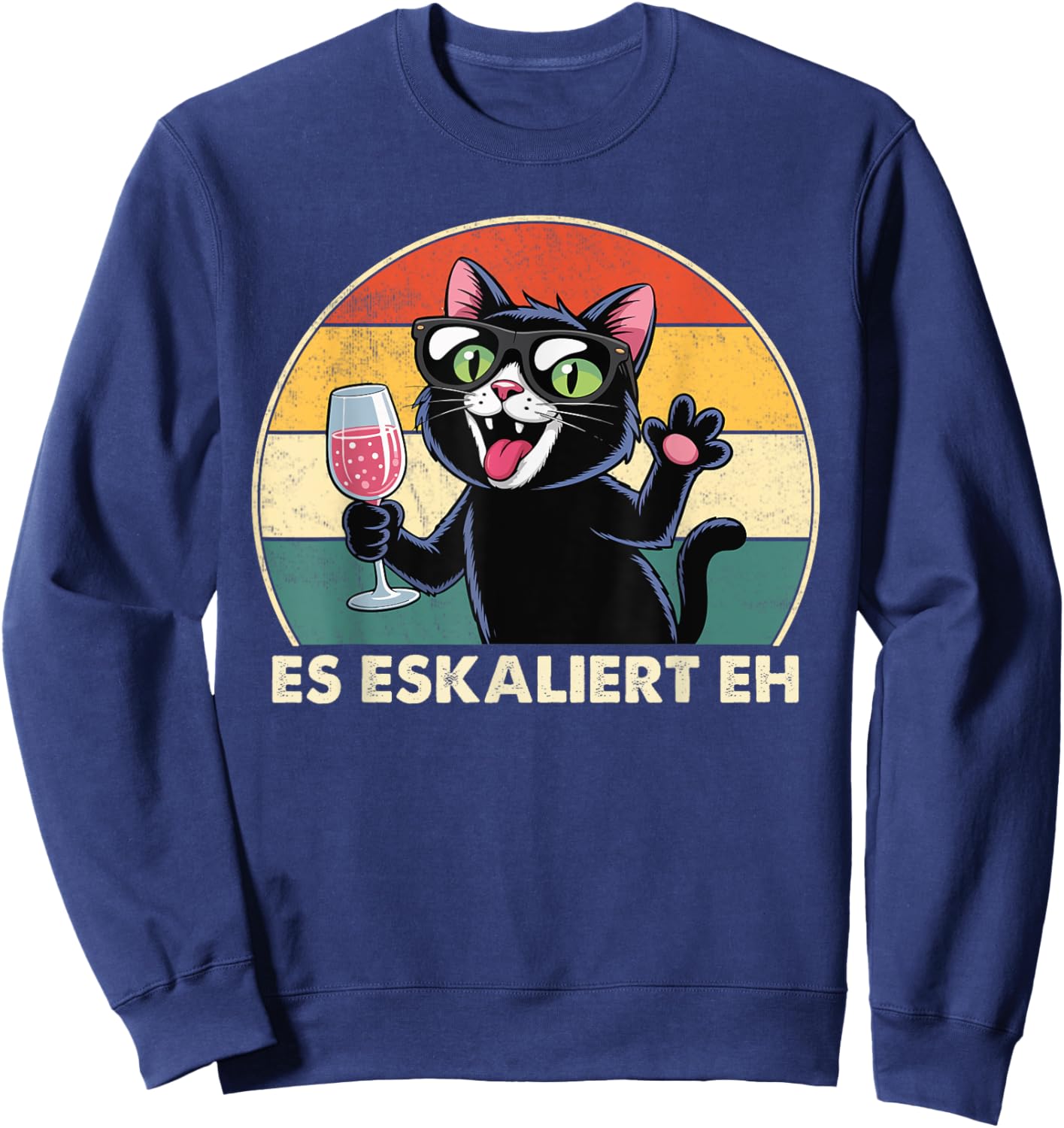 ES ESKALIERT EH Katze Bier Disko Festival Party Lustig Sweatshirt - Sweatshirt | Navy