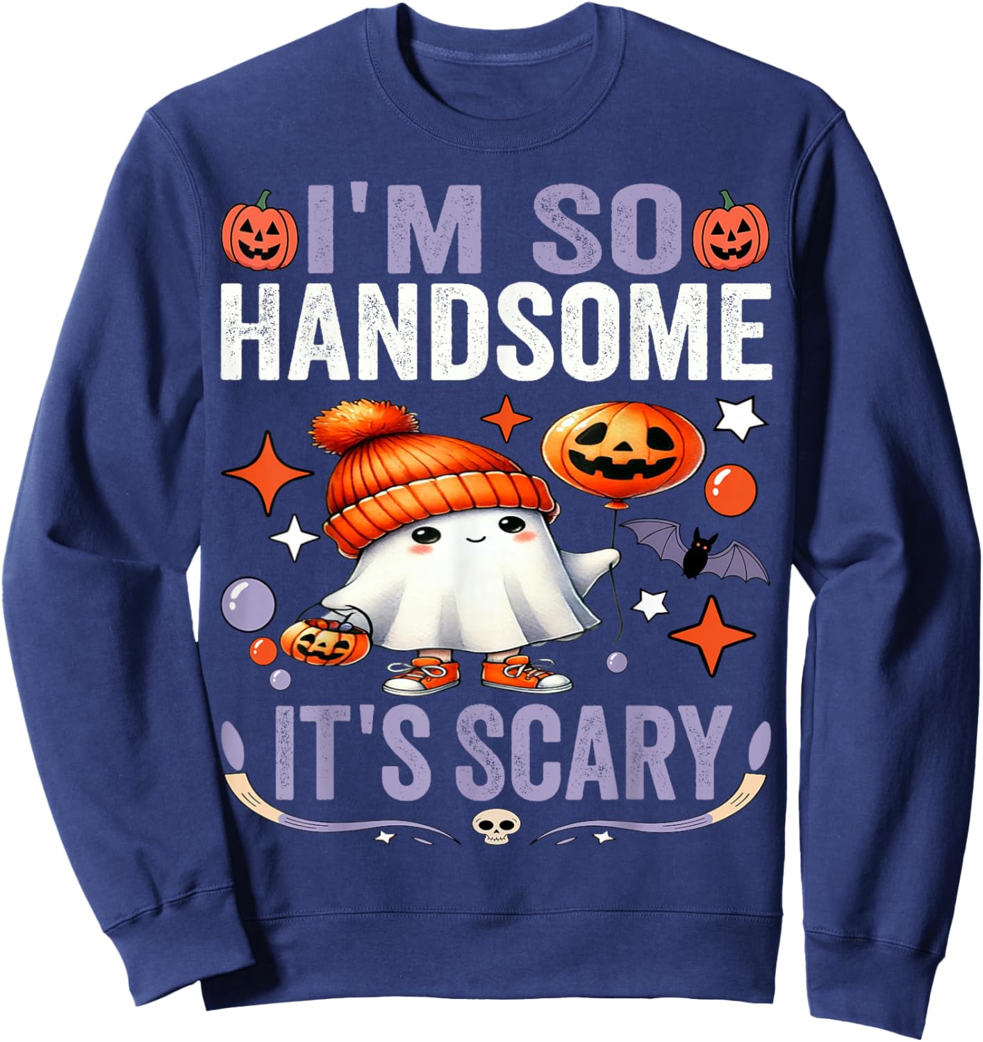 I'm So Handsome It's Scary Cute Halloween Child Ghost Outfit Sweatshirt - Sweatshirt | Navy