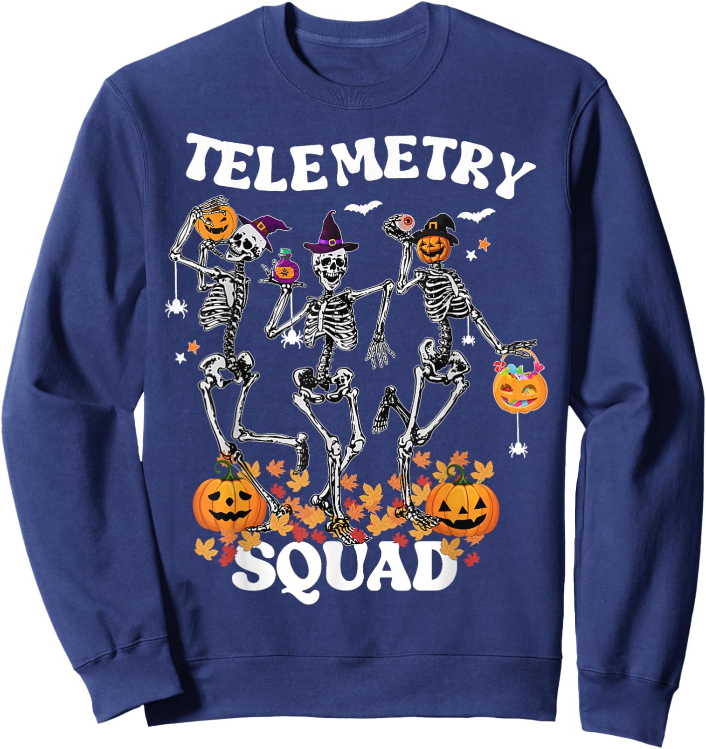 Telemetry Nurse Squad Medical Nursing Skeleton Dancing Sweatshirt - Sweatshirt | Navy