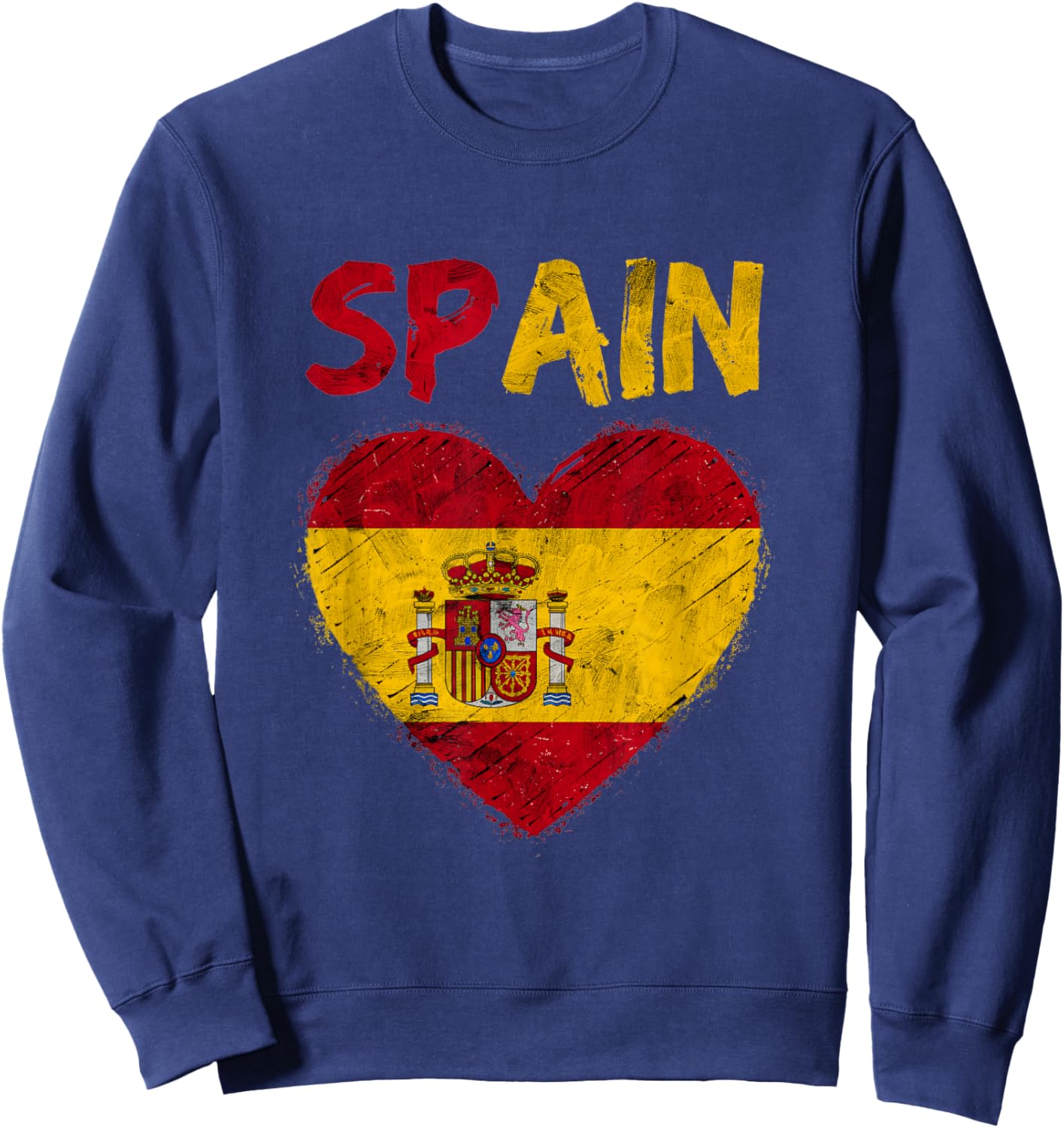 Spain Outfit Flag Holiday Vintage Espanol Spanish Flag Sweatshirt - Sweatshirt | Navy