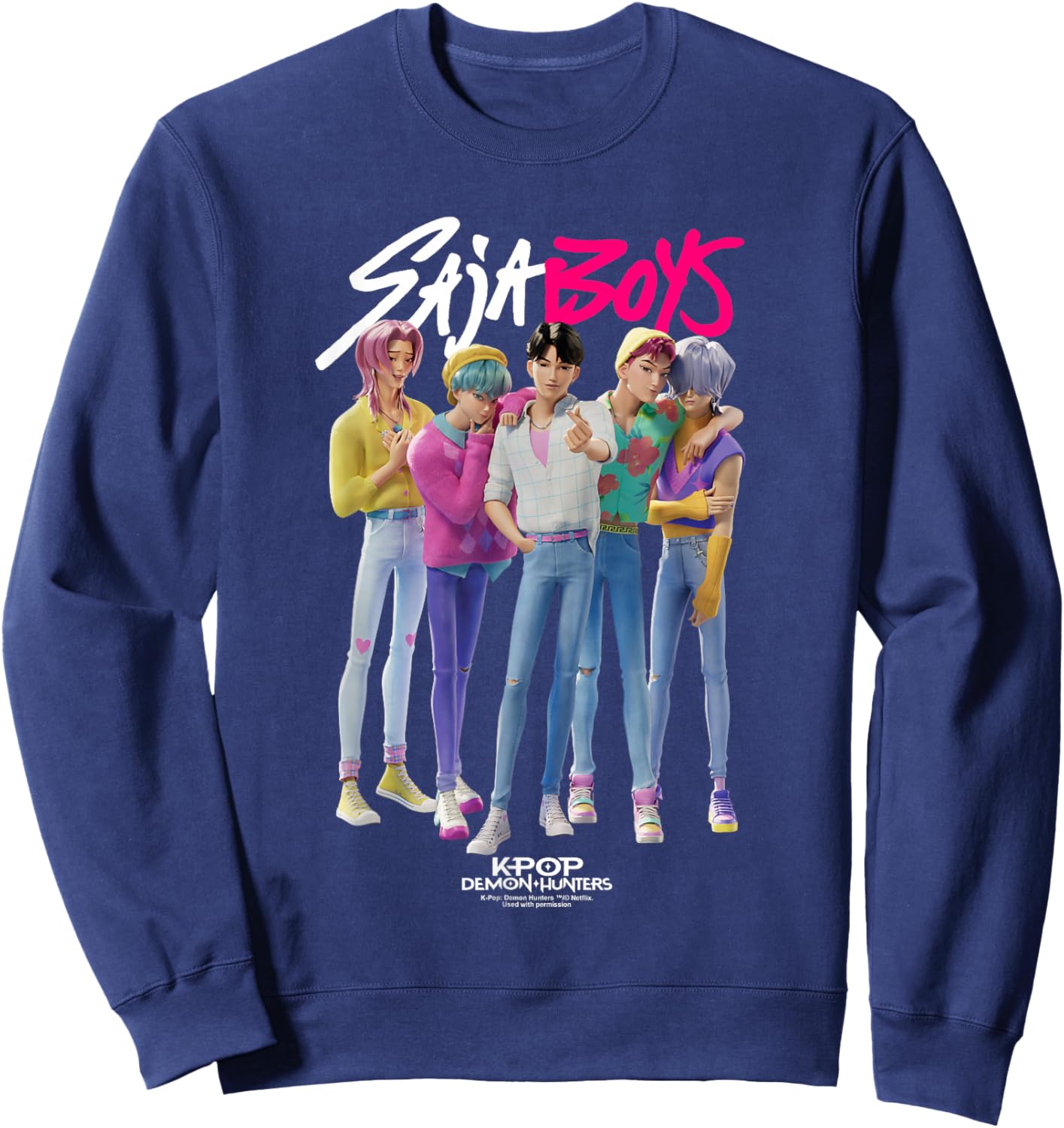 Kpop Demon Hunters Saja Boys Band Officially Licensed Sweatshirt - Sweatshirt | Navy