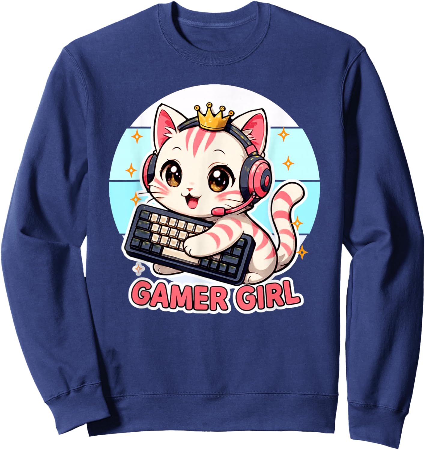 Gamer Girl süße Katze Gaming Cute Video Game Girls Sweatshirt - Sweatshirt | Navy