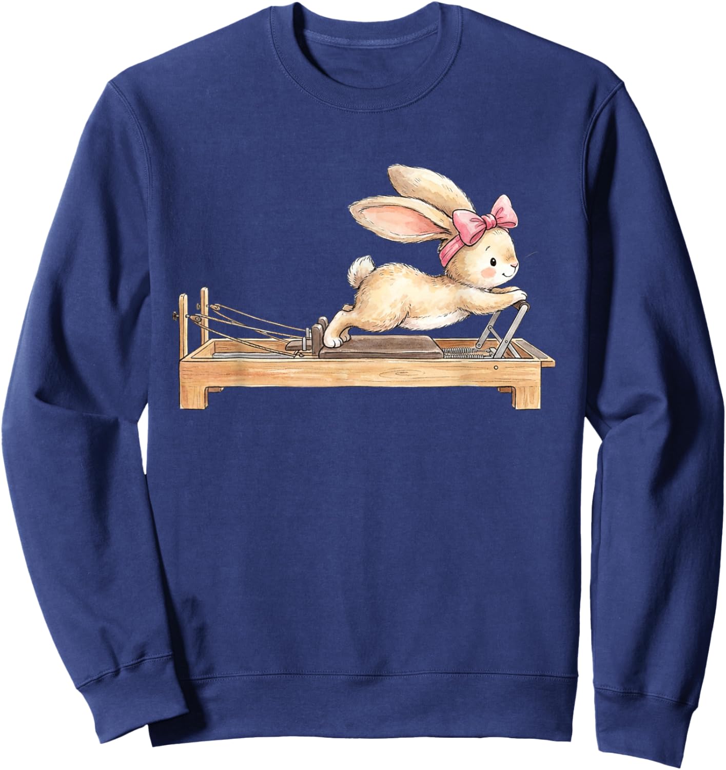 Cute Bunny Doing Pilates Reformer Machine Easter Rabbit Sweatshirt - Sweatshirt | Navy