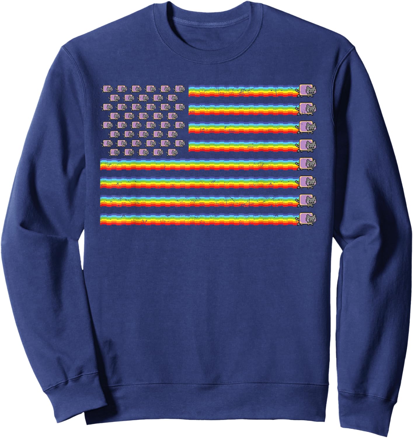 Poptart Rainbow USA American Flag Vintage Sweatshirt - Sweatshirt | Navy