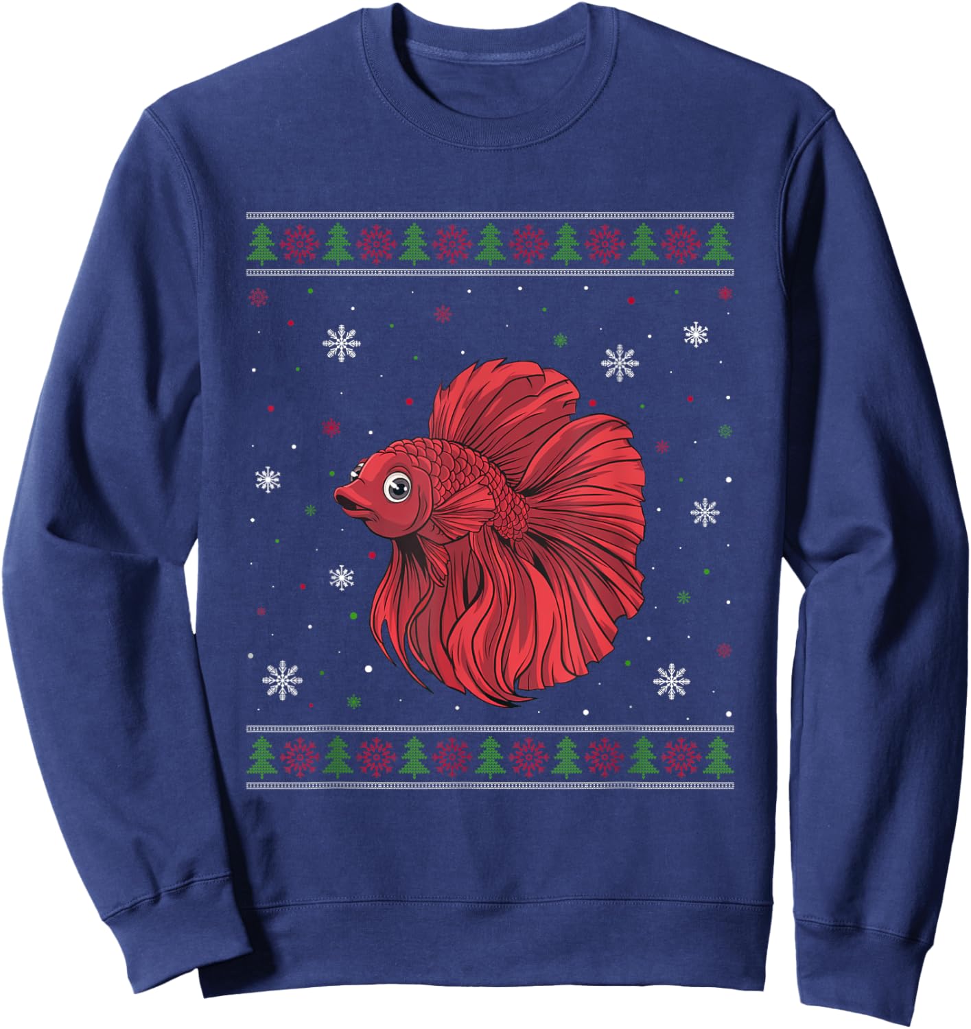Betta Fish Christmas Sweater Men Women Kids Xmas Funny Sweatshirt - Sweatshirt | Navy