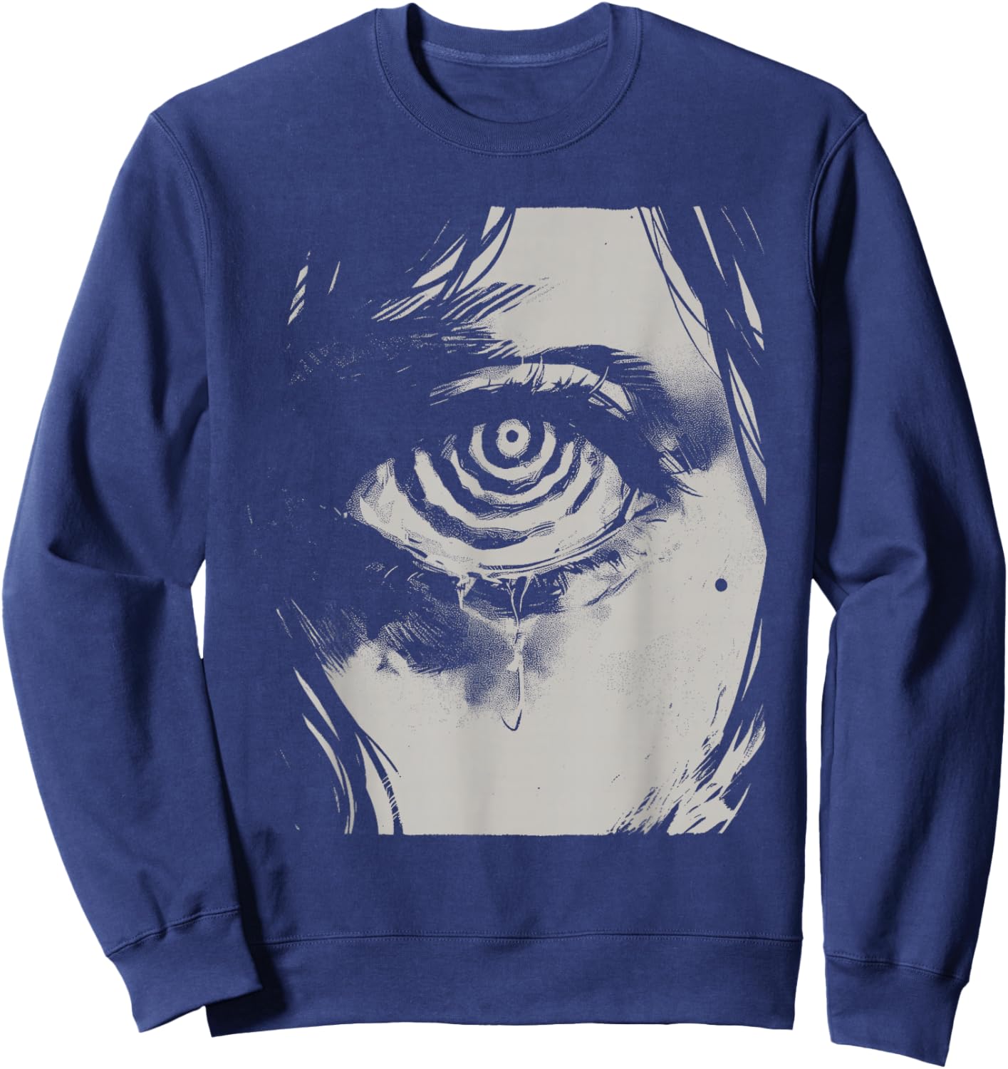 Grunge Horror Eye | Trippy Weirdcore Punk Creepy Anime Manga Sweatshirt - Sweatshirt | Navy