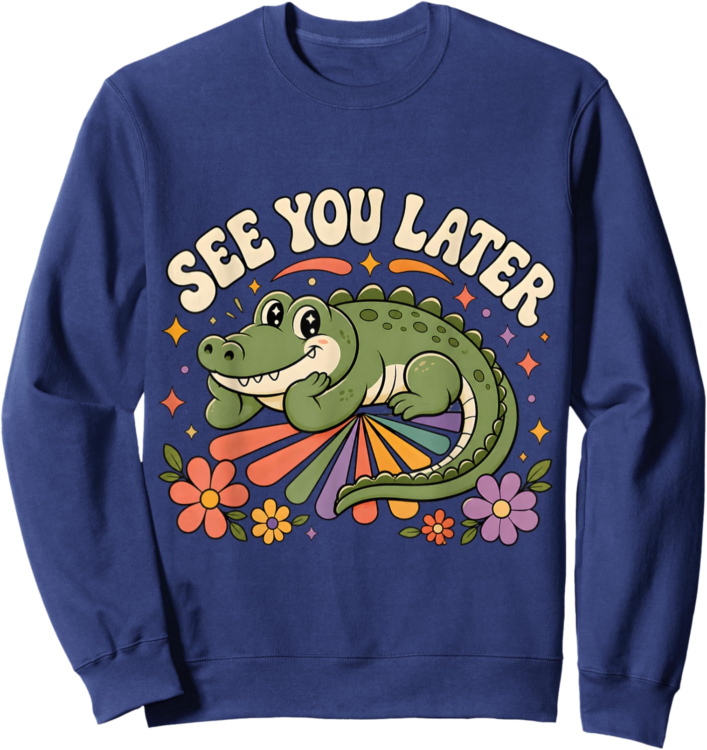 See You Later Retro Summer Alligator Last Day of School Sweatshirt - Sweatshirt | Navy