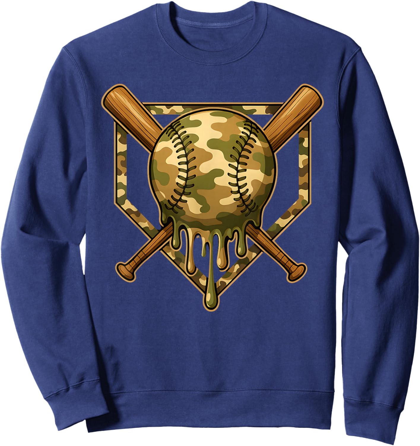 Camo Softball Dripping Military Camouflage Softball Player Sweatshirt - Sweatshirt | Navy