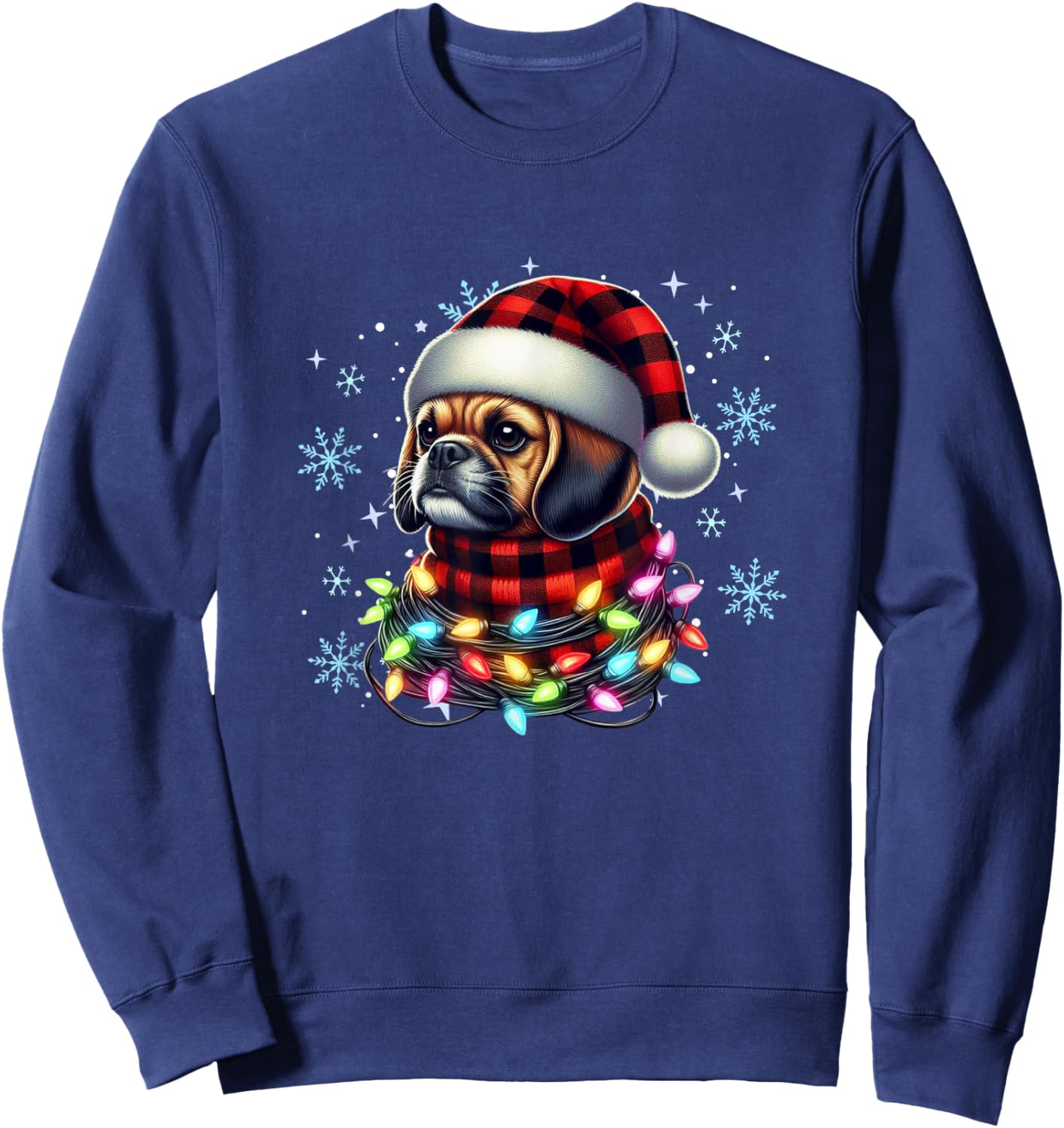 Puggle Christmas Gifts for Puggle Lovers -Kids Black Puggle Xmas Puggle Lover Sweatshirt - Sweatshirt | Navy