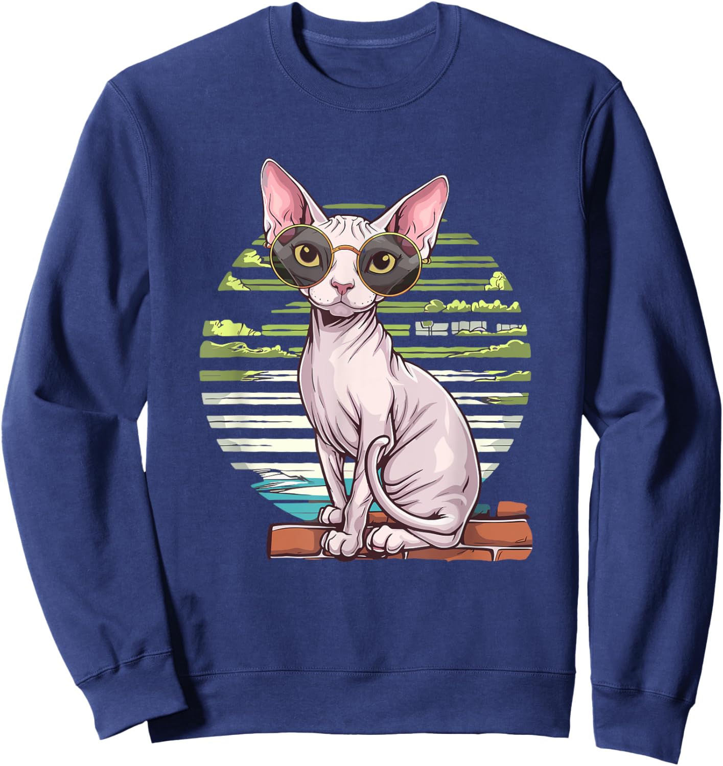Funny dressed up naked cat costume Men Women Sweatshirt - Sweatshirt | Navy