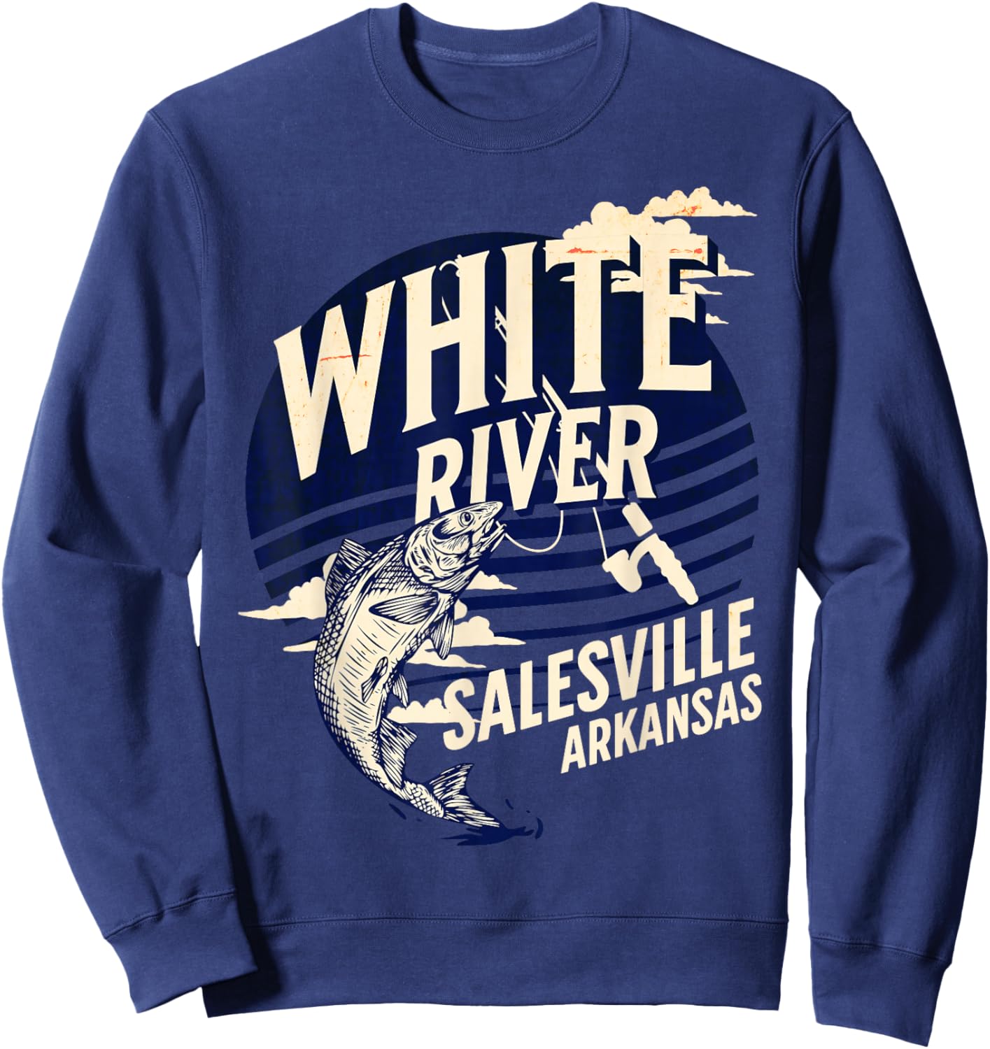 White River Salesville Arkansas Fly Fishing Trout Souvenir Sweatshirt - Sweatshirt | Navy