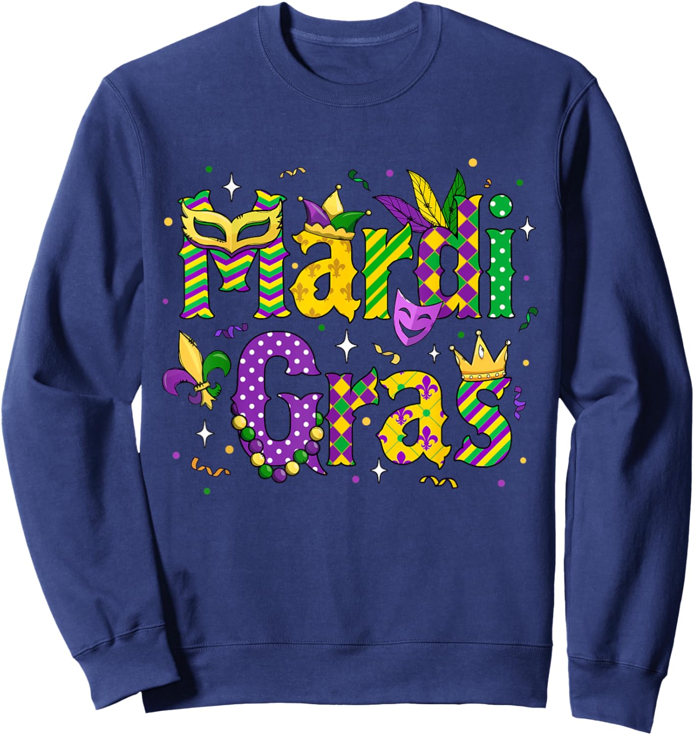 Funny Mardi Gras Parade Outfit Jester Hat Men Women Kids Sweatshirt - Sweatshirt | Navy
