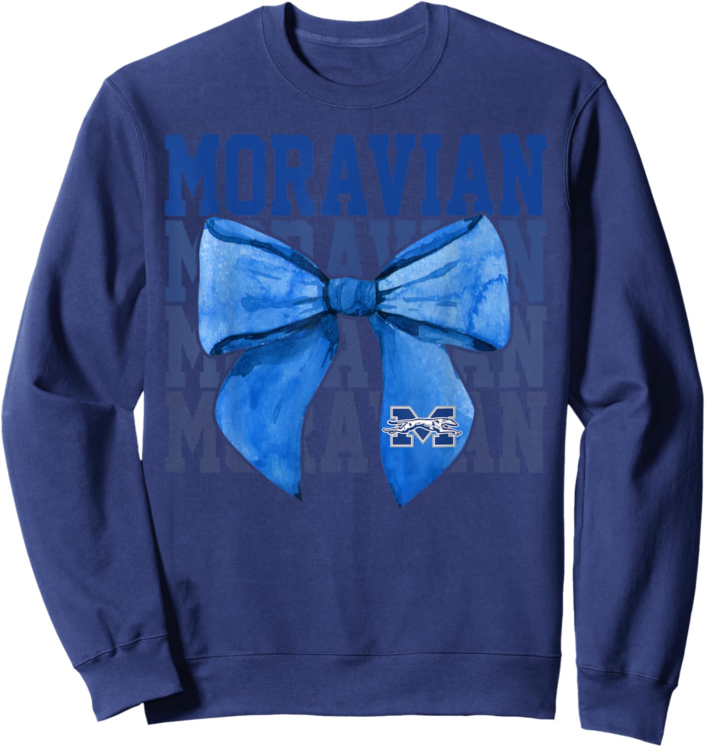 Moravian Vintage Arch University Bow Vintage Athletics Girls Sweatshirt - Sweatshirt | Navy