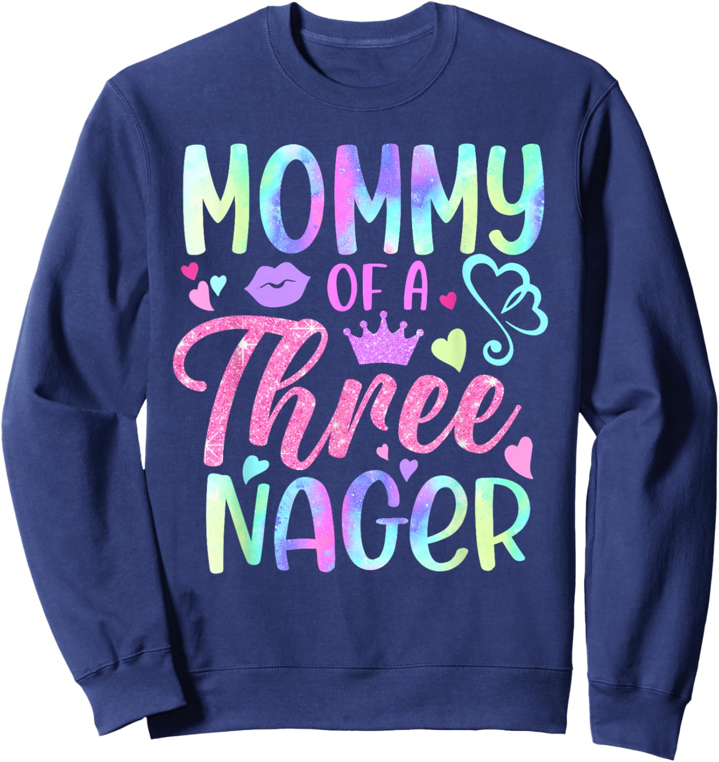 Mommy of A Threenager 3rd Birthday Matching Family Sweatshirt - Sweatshirt | Navy