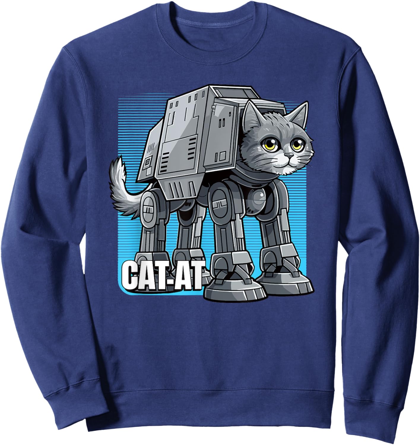 CAT-AT science fiction parody pet cat space robot sci-fi fan Men Women Sweatshirt - Sweatshirt | Navy