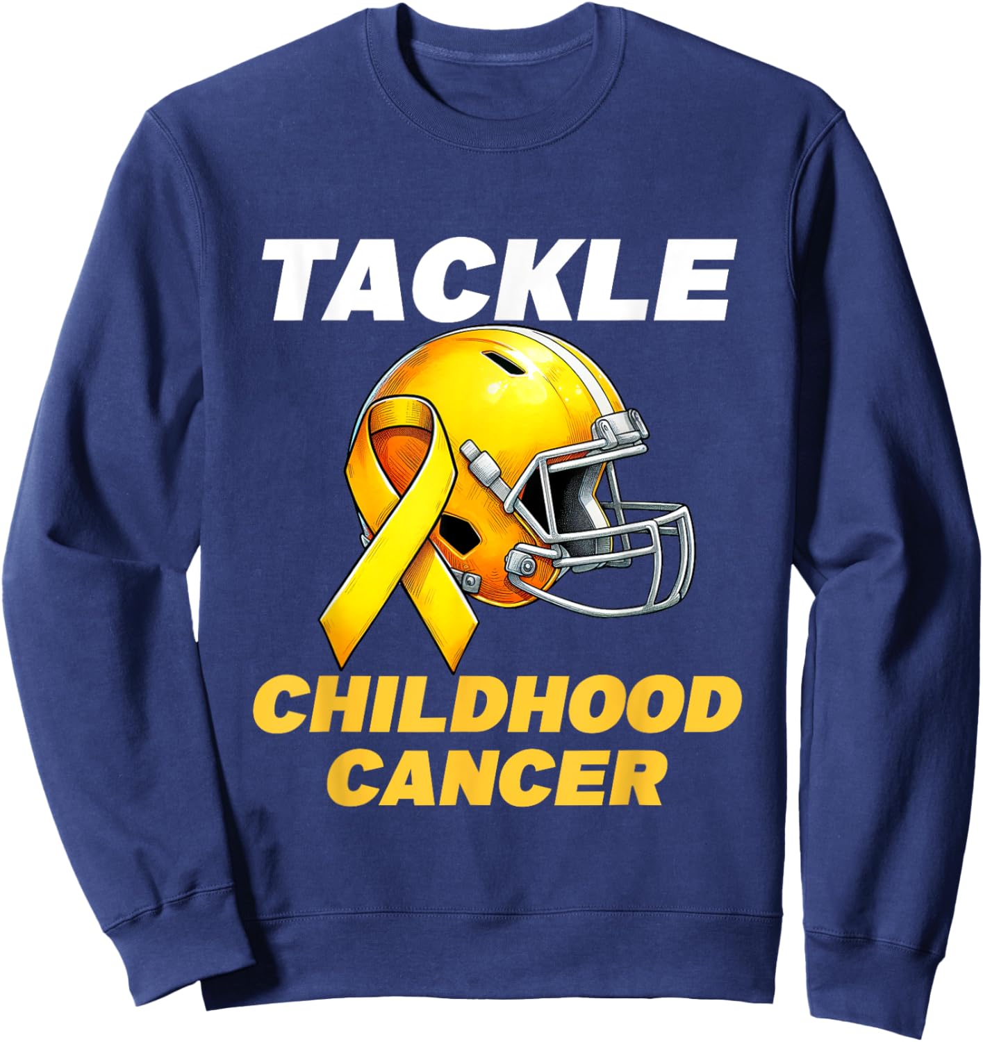 Football Tackle Childhood Cancer Awareness Gold Ribbon Sweatshirt - Sweatshirt | Navy