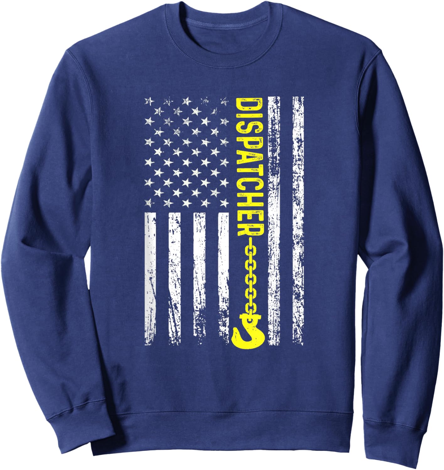 Tow Truck Dispatcher USA Flag Thin Yellow Line Sweatshirt - Sweatshirt | Navy