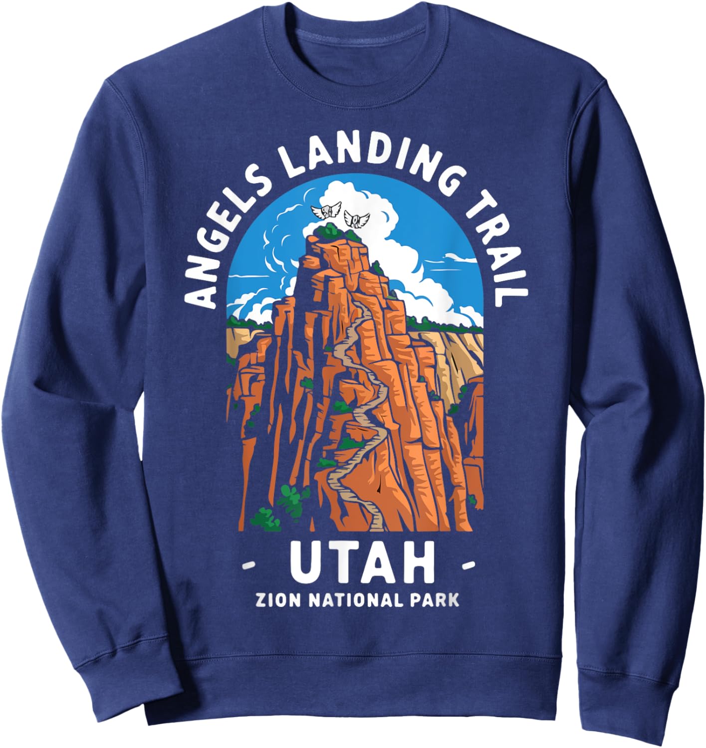 Angels Landing Utah Zion National Park Sweatshirt - Sweatshirt | Navy
