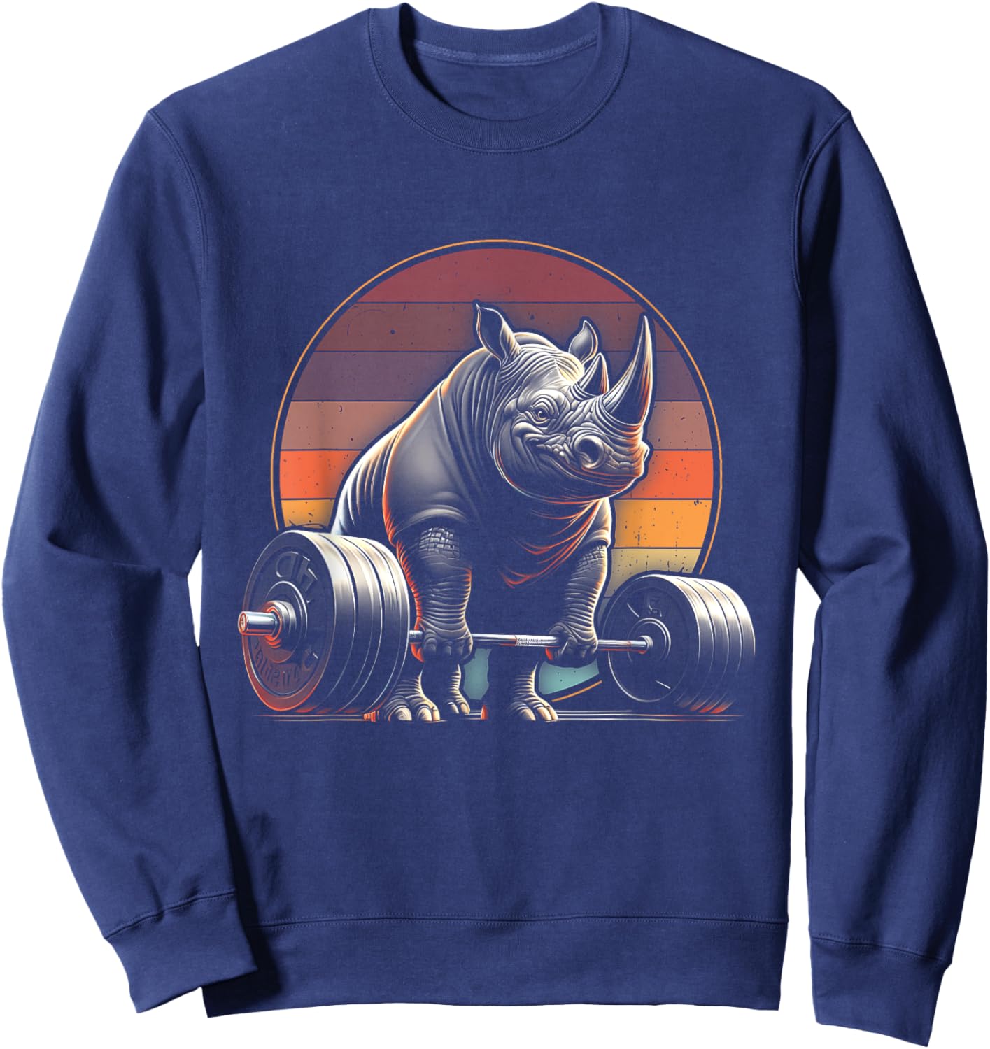 Rhinoceros Powerlifting Weightlifting Gym Rhino Lovers -Adults, -Kids Black Animal Print Rhinoceros Sweatshirt - Sweatshirt | Navy